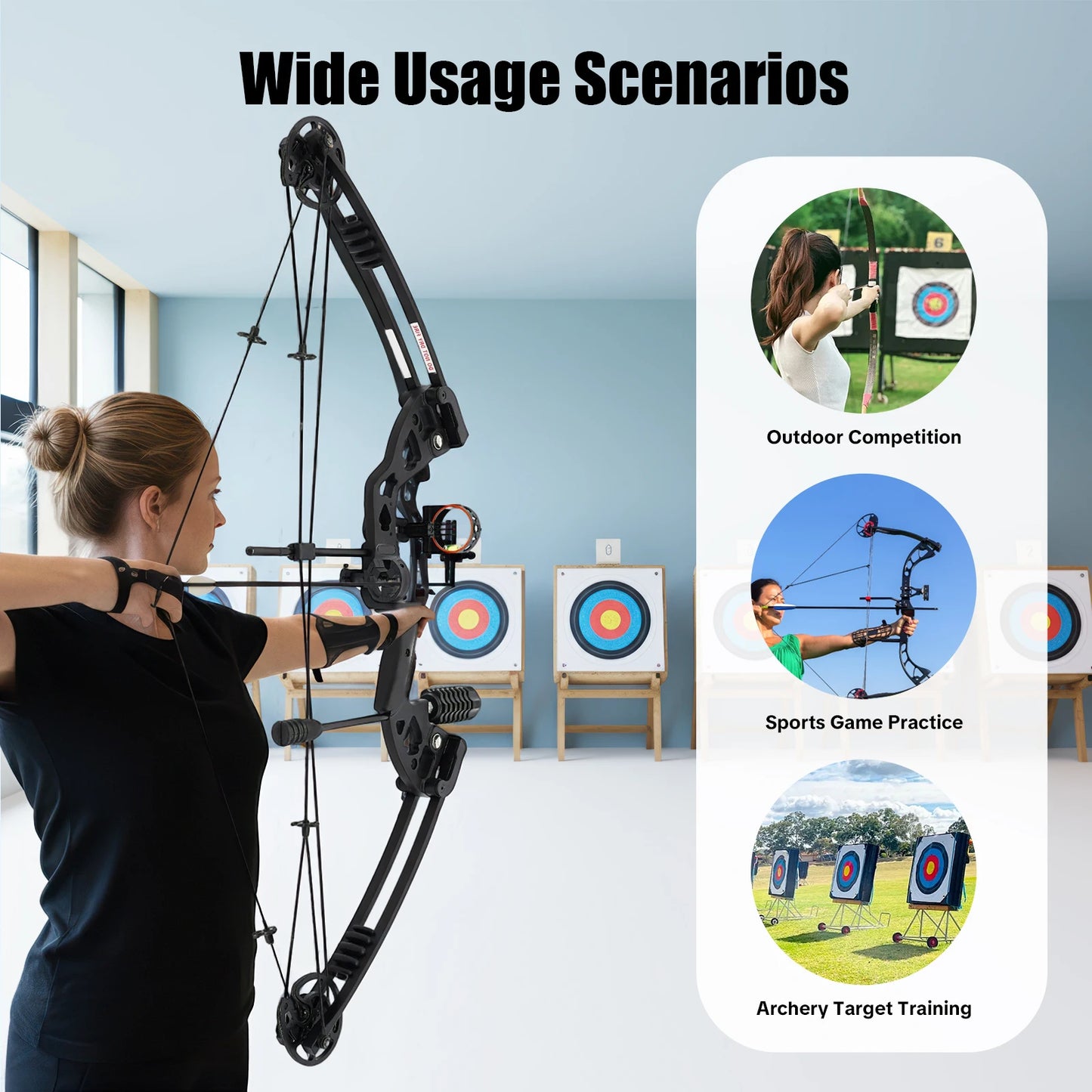 Compound Bow and Arrow Set With Adjustable Draw Weight 30-55lb