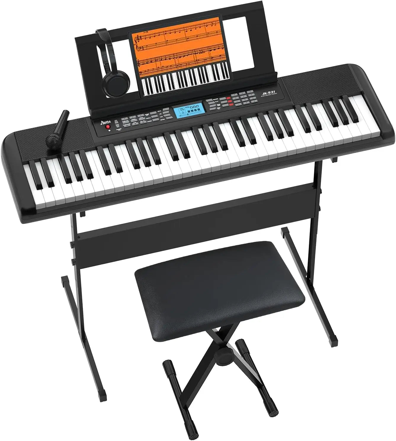 Portable 61Key Electric Piano Keyboard With LCD Screen