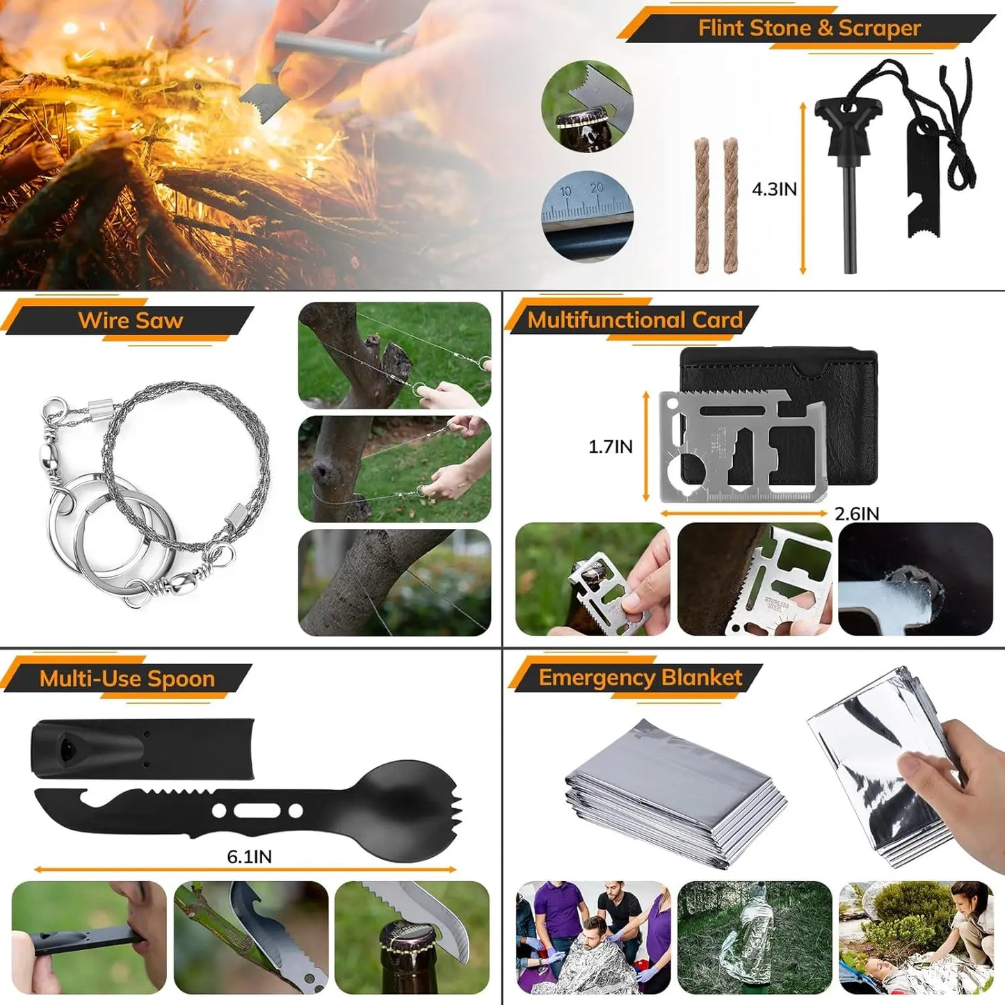 250 Piece Survival Kit With First Aid And Tactical Gear For Outdoors