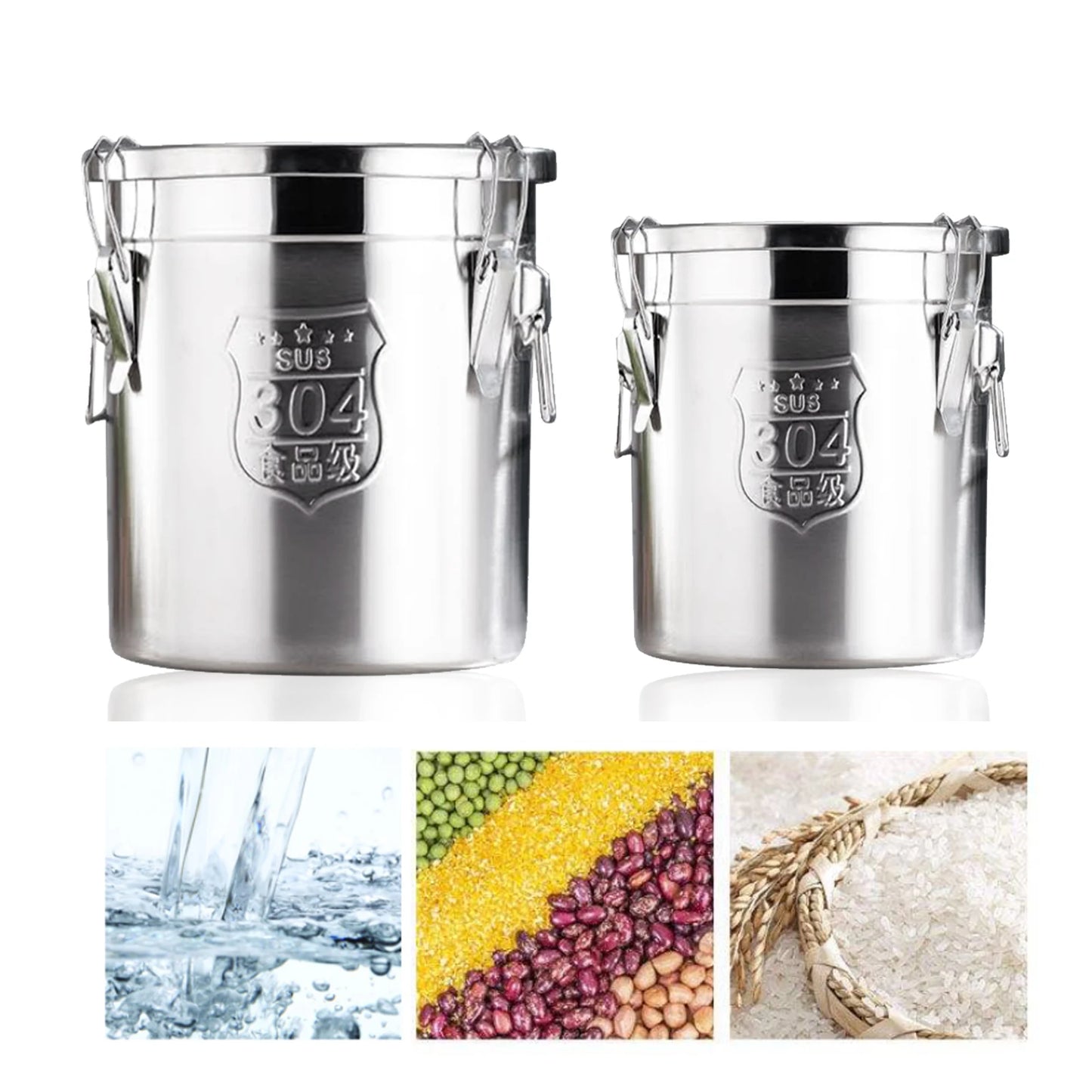 Stainless Steel Food Storage Canister With Airtight Lid