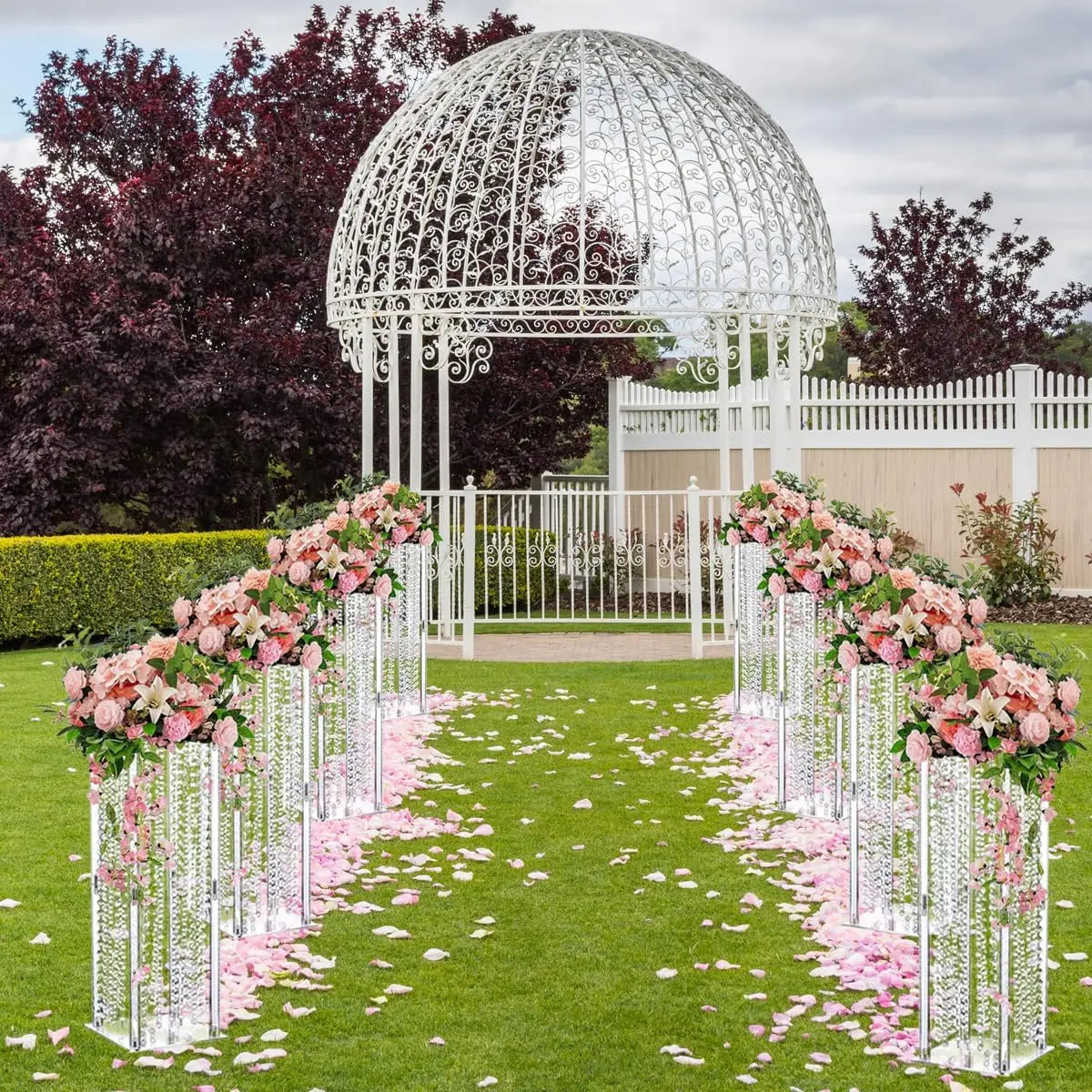 Acrylic Wedding Vase Centerpiece Set, 4 Crystal Bead Vases