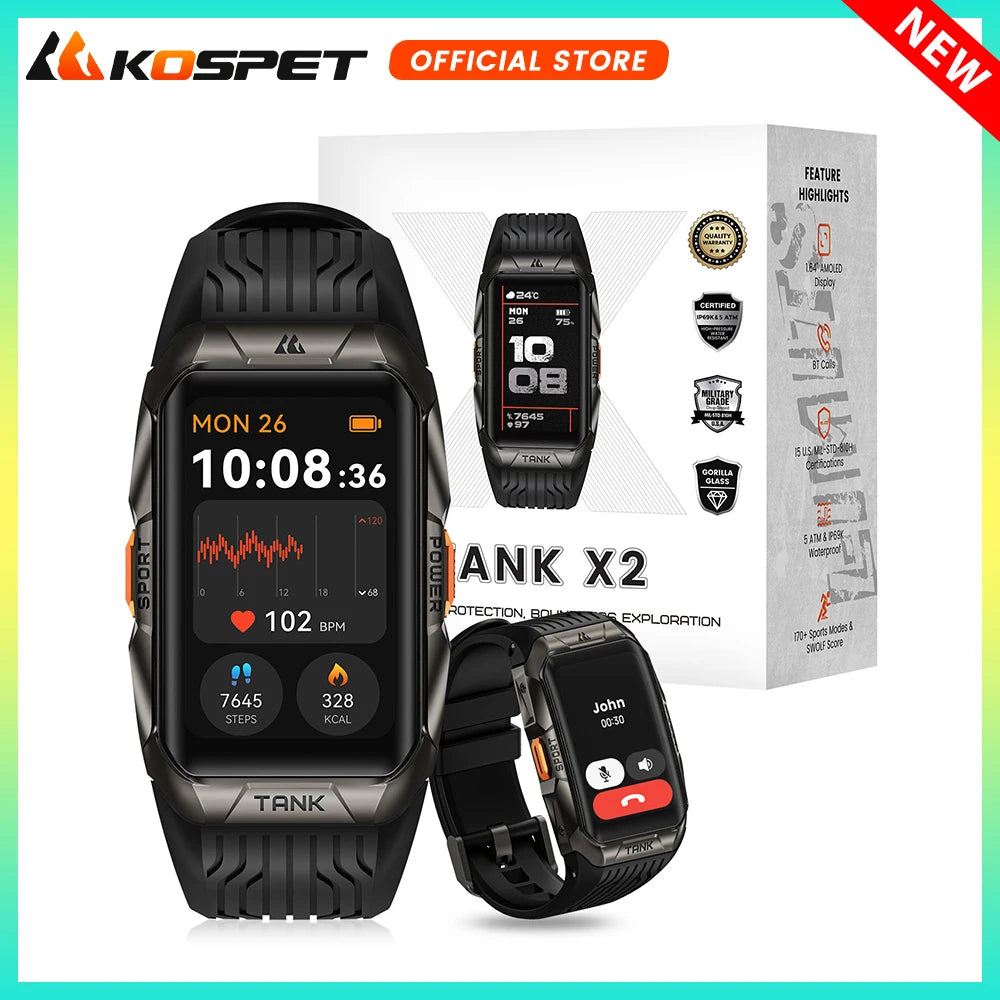 KOSPET TANK X2 Smart Watch IP69K 5ATM Waterproof AMOLED