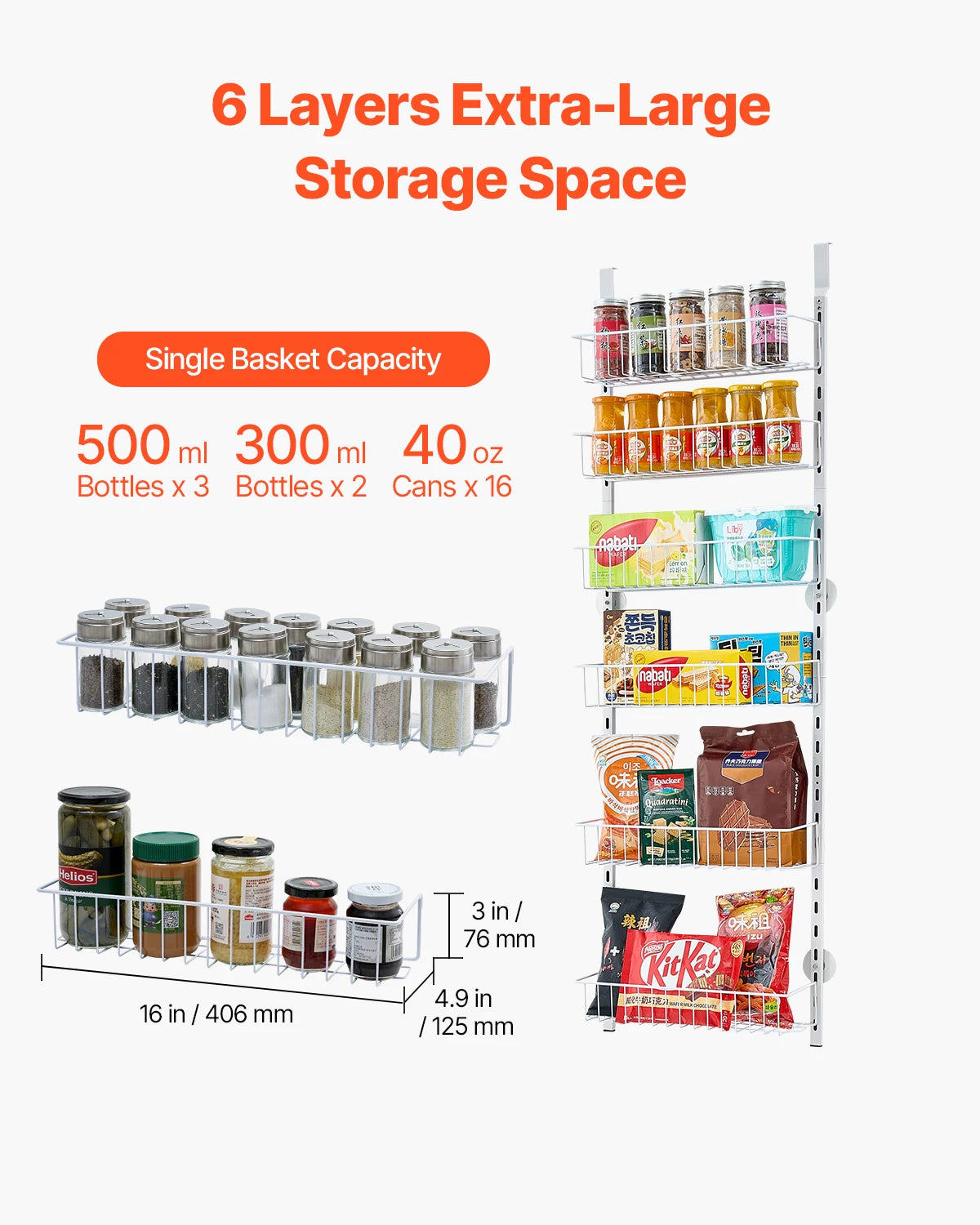 VEVOR Over the Door Pantry Organizer Heavy Duty Steel Shelves