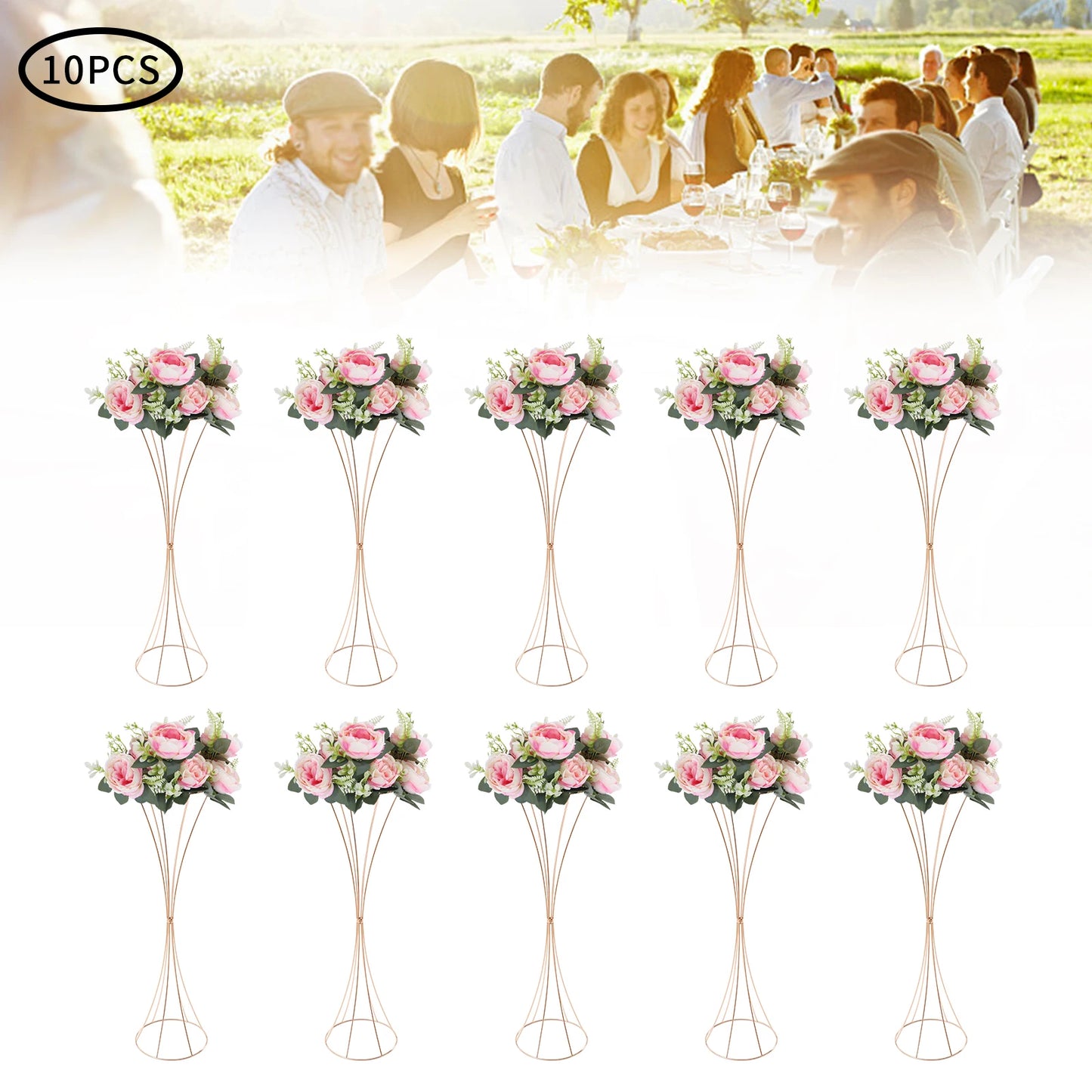 Metal Wedding Centerpiece Vase Stand for Table Decor Stackable