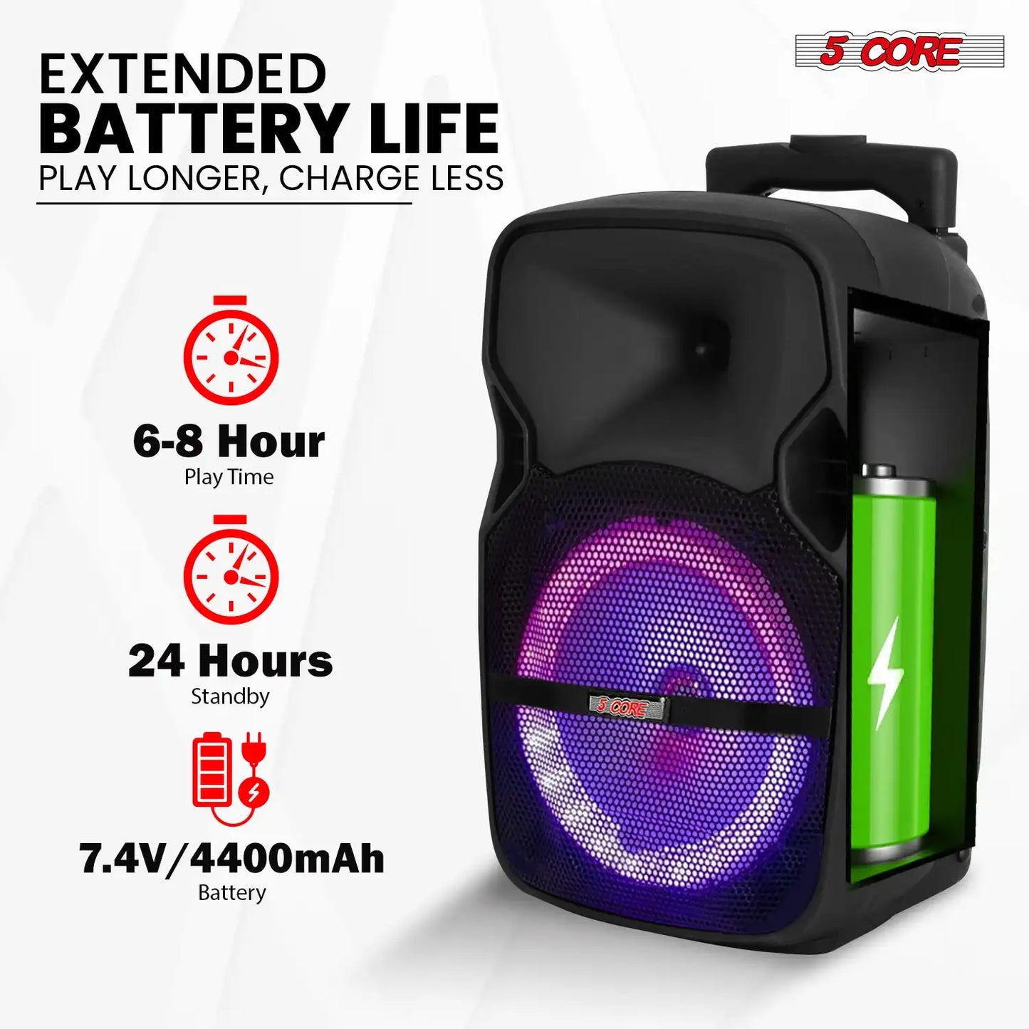 5 CORE Party Speaker With Microphone Bluetooth Karaoke System