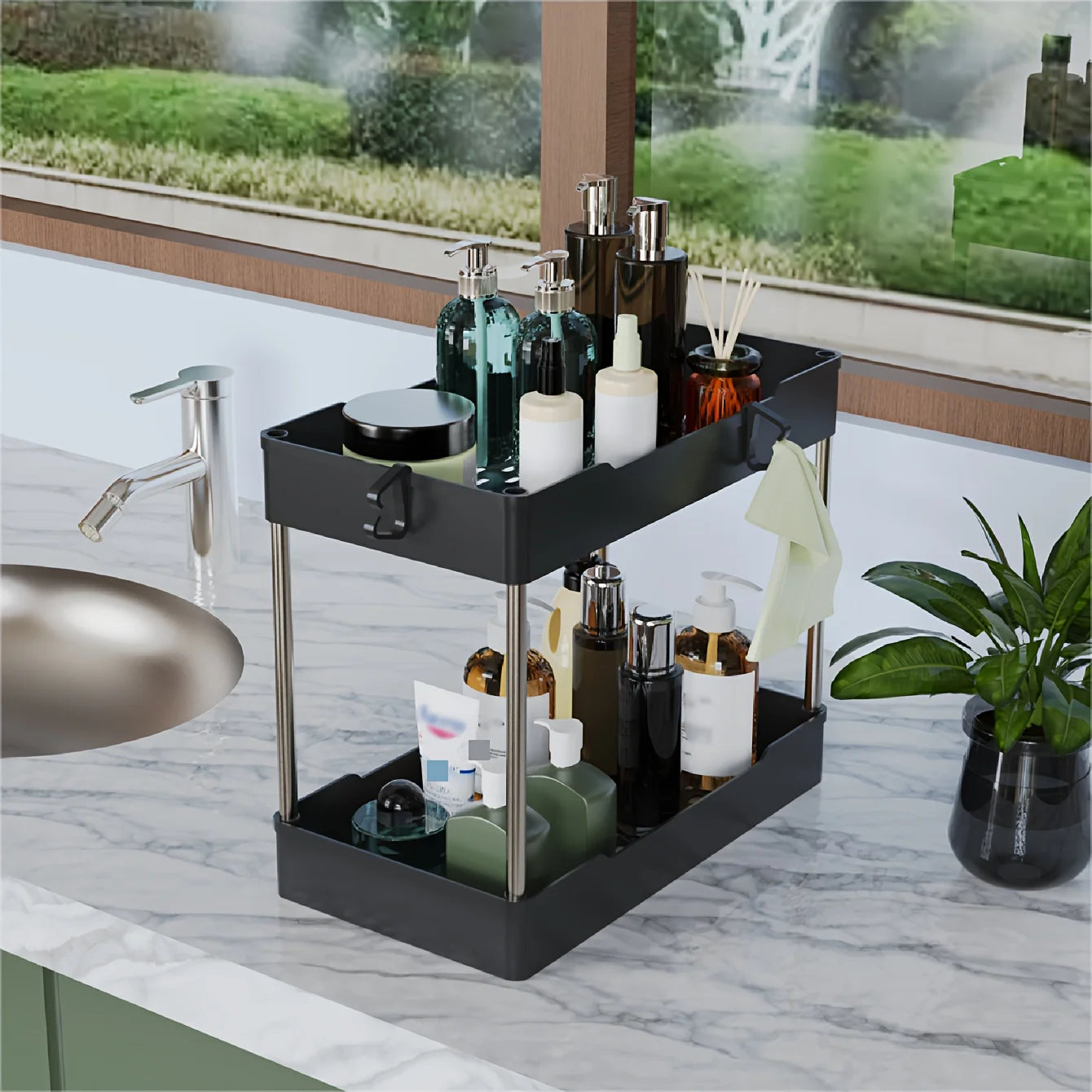 Under Sink Organizer Set 3pc For Bathroom Kitchen Cosmetics Storage