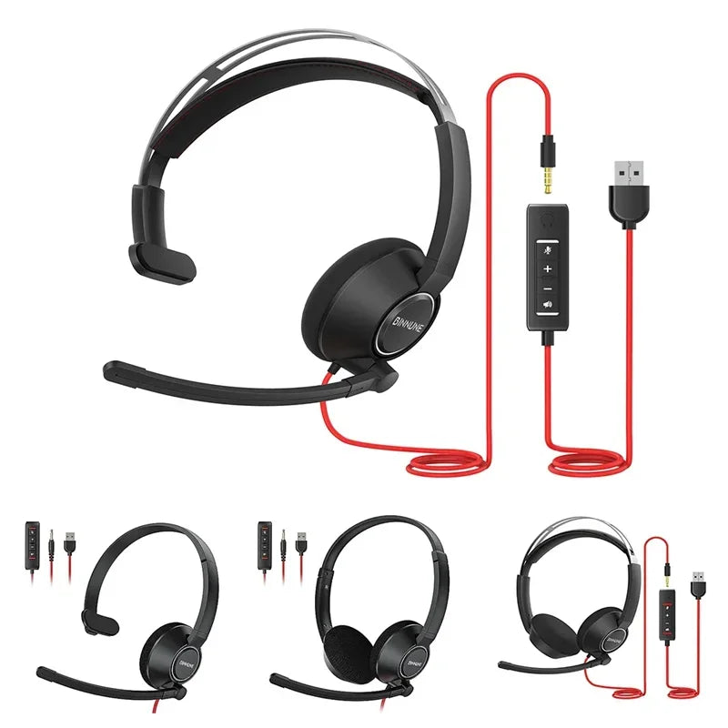 BINNUNE Wired Headset With Microphone For Laptop And PC Noise Canceling