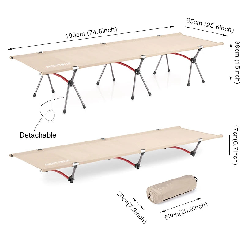 West Tune Camping Cot With Leg Extenders Ultralight Aluminum Frame