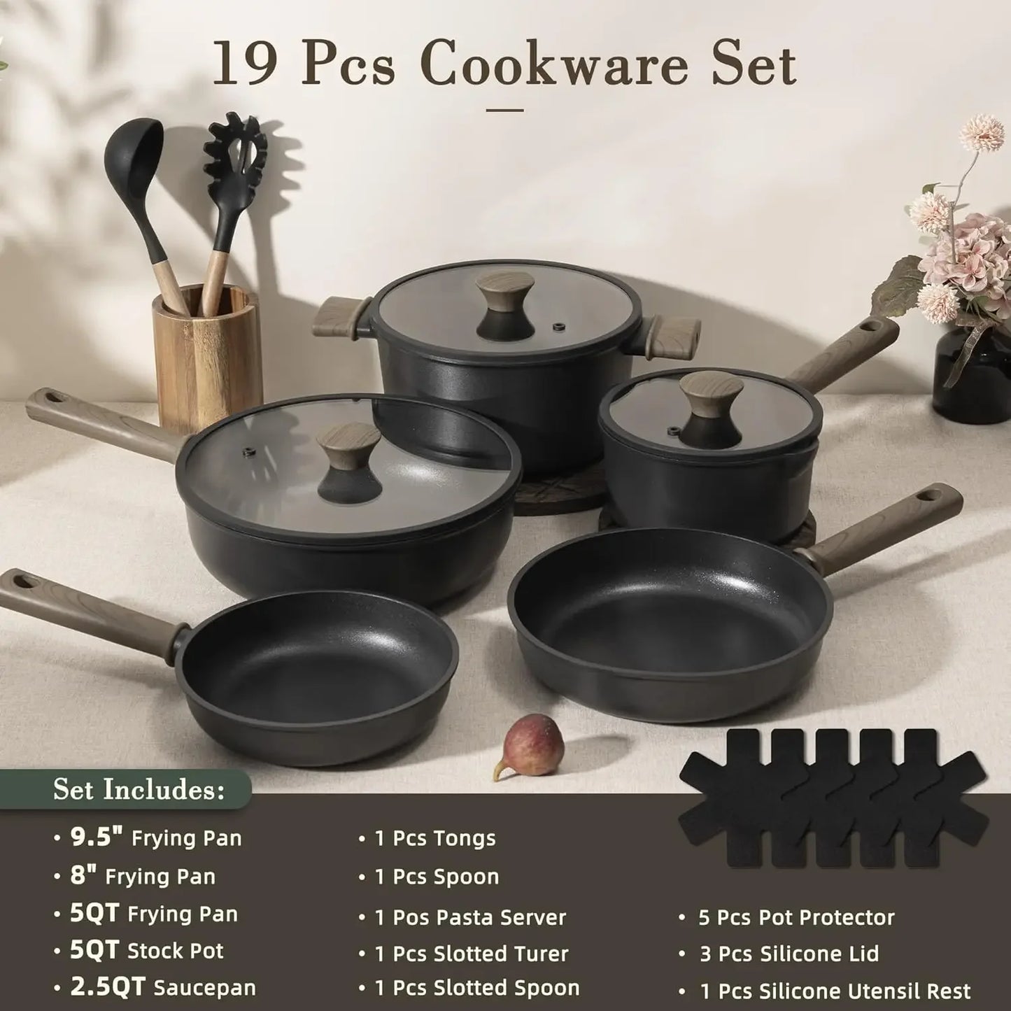 Nonstick Pots And Pans Set Titanium Induction Cookware PFAS Free