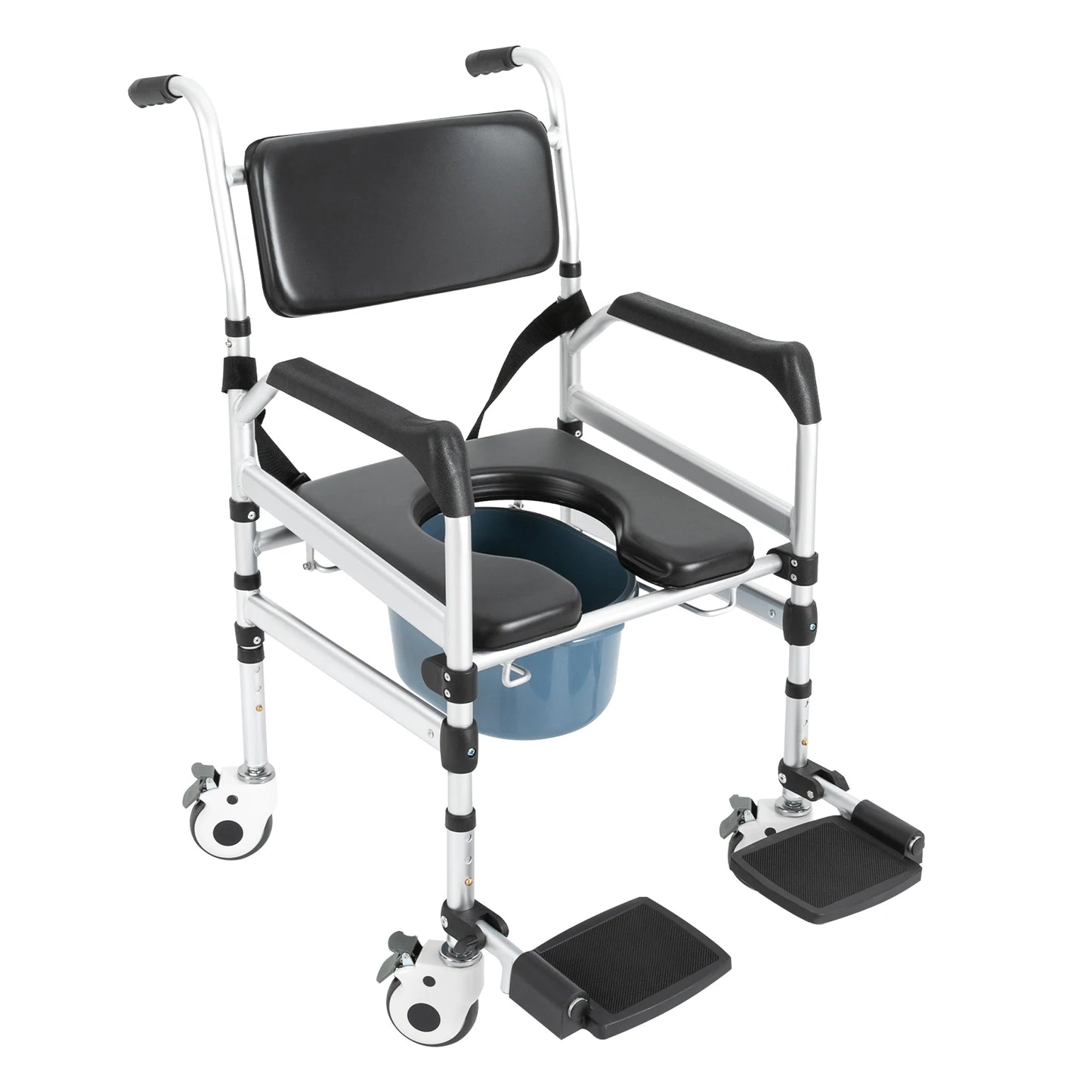 Shower Chair With Wheels For Seniors Adjustable Height 160kg Capacity