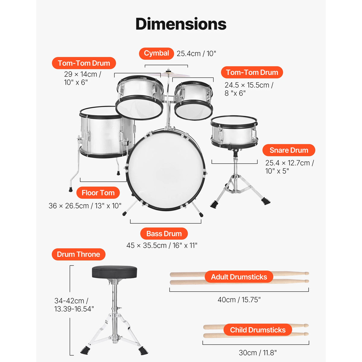 SucceBuy Kids Drum Set With Adjustable Throne And Cymbal