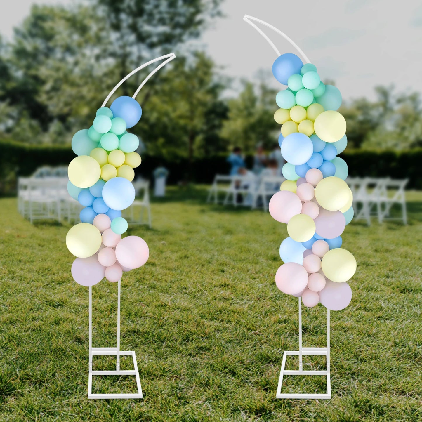 Two Elegant Arched Wedding Backdrop Stands For Ceremony Decor