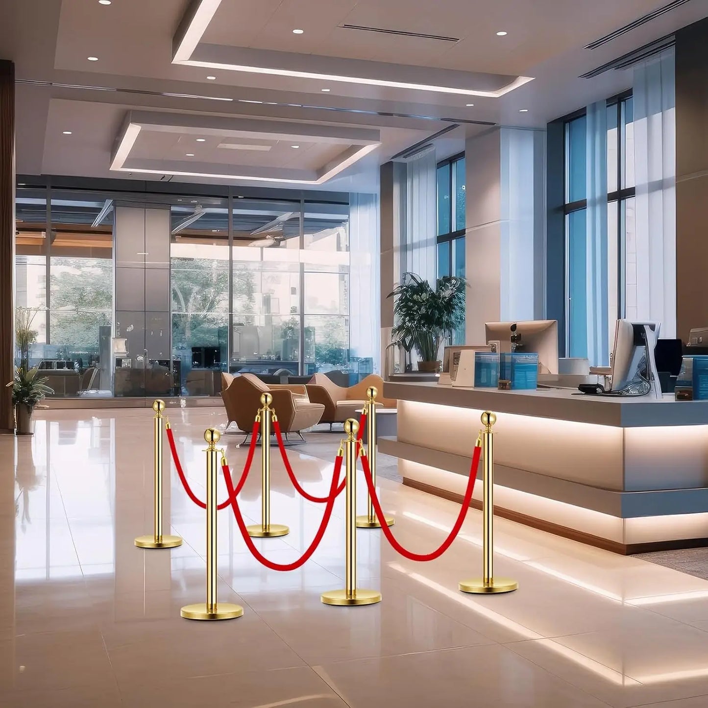 HiMISS Stanchion Posts With Velvet Ropes For VIP Queues