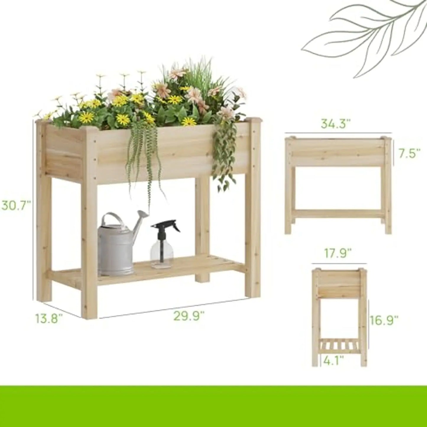 Wood Raised Garden Bed With Legs Elevated Planter Box