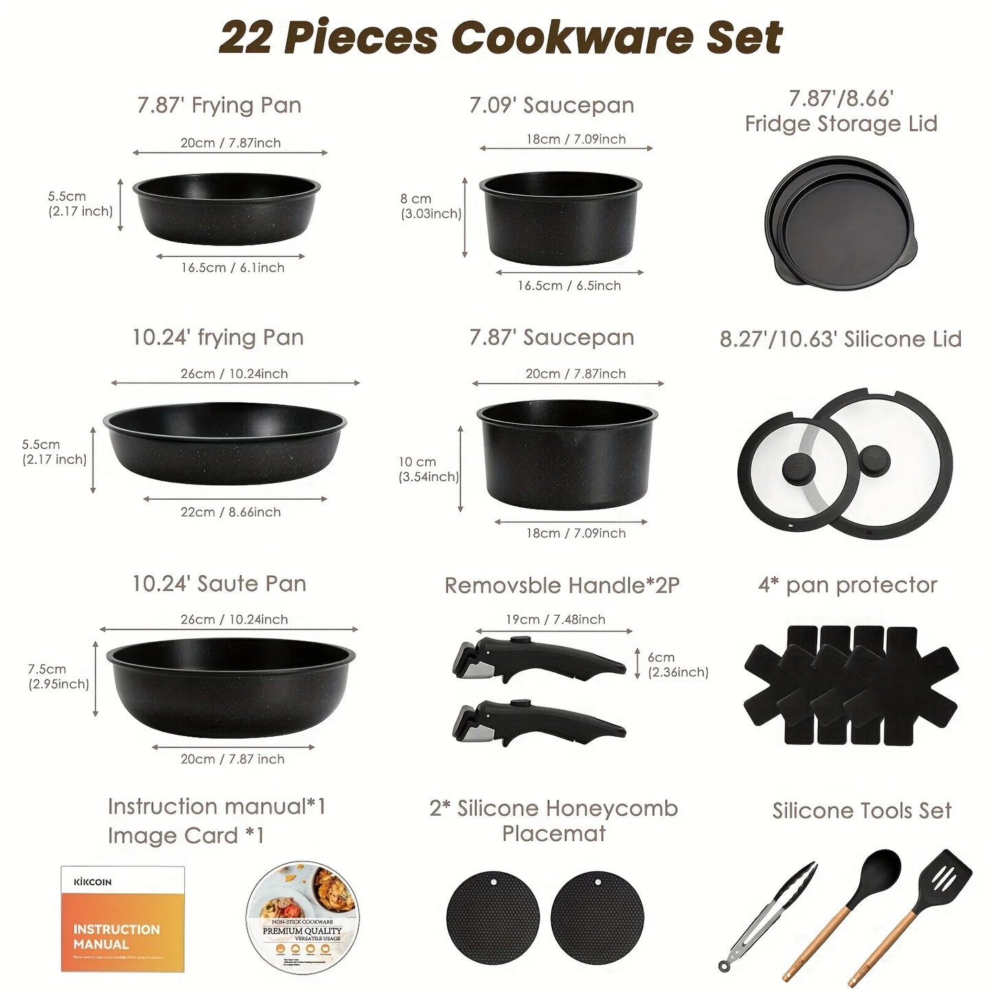 Nonstick Ceramic Pots And Pans Set With Removable Handles
