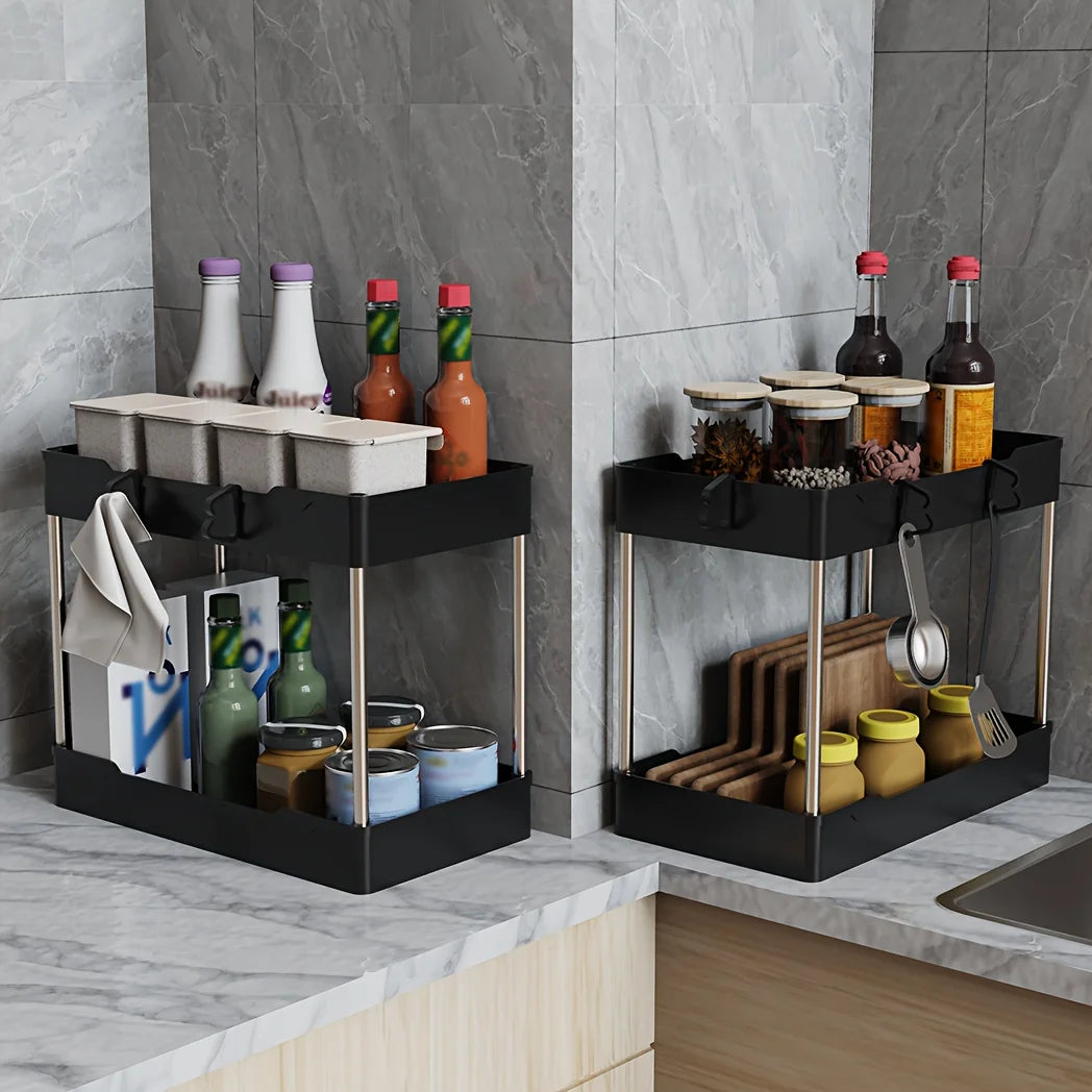 Under Sink Organizer Set 3pc For Bathroom Kitchen Cosmetics Storage