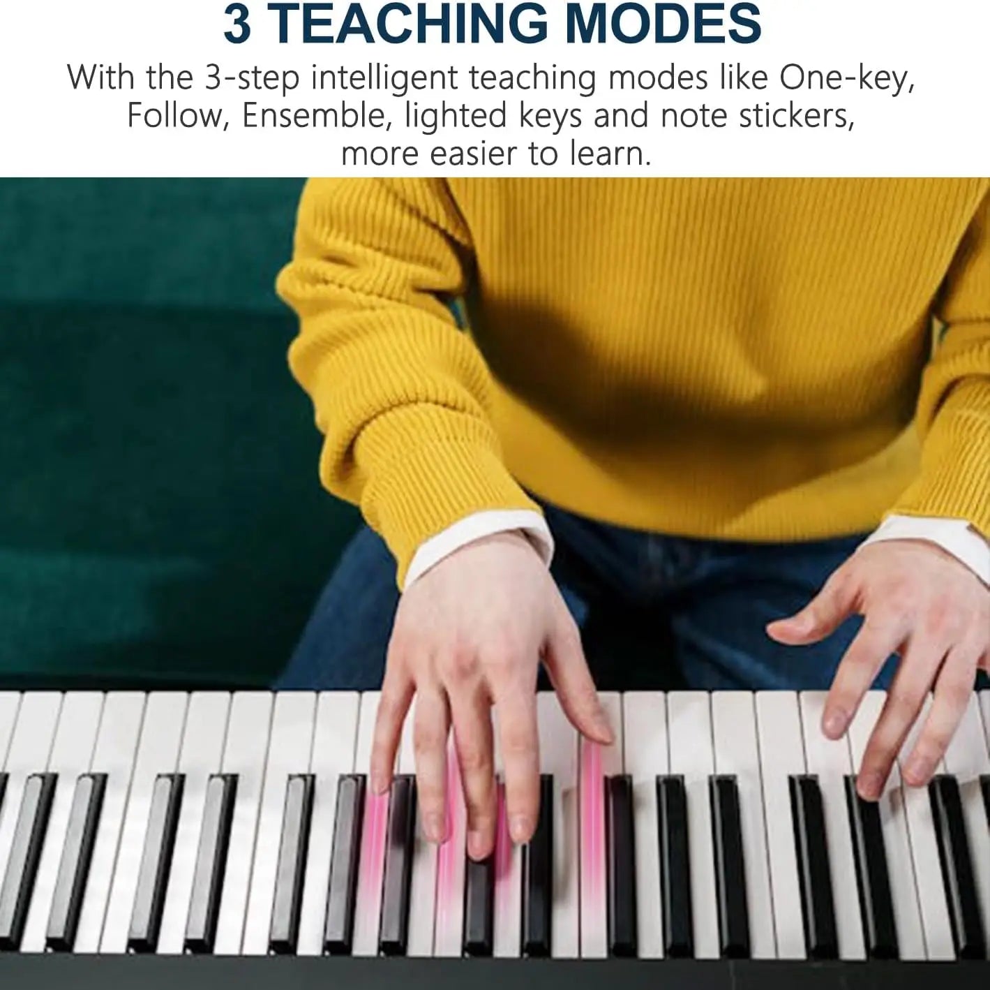 Portable 61-Key Keyboard Piano With Lighted Keys Headphones