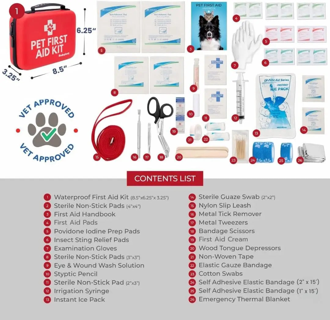 Vet Approved Pet First Aid Kit for Dogs and Cats with Travel Case