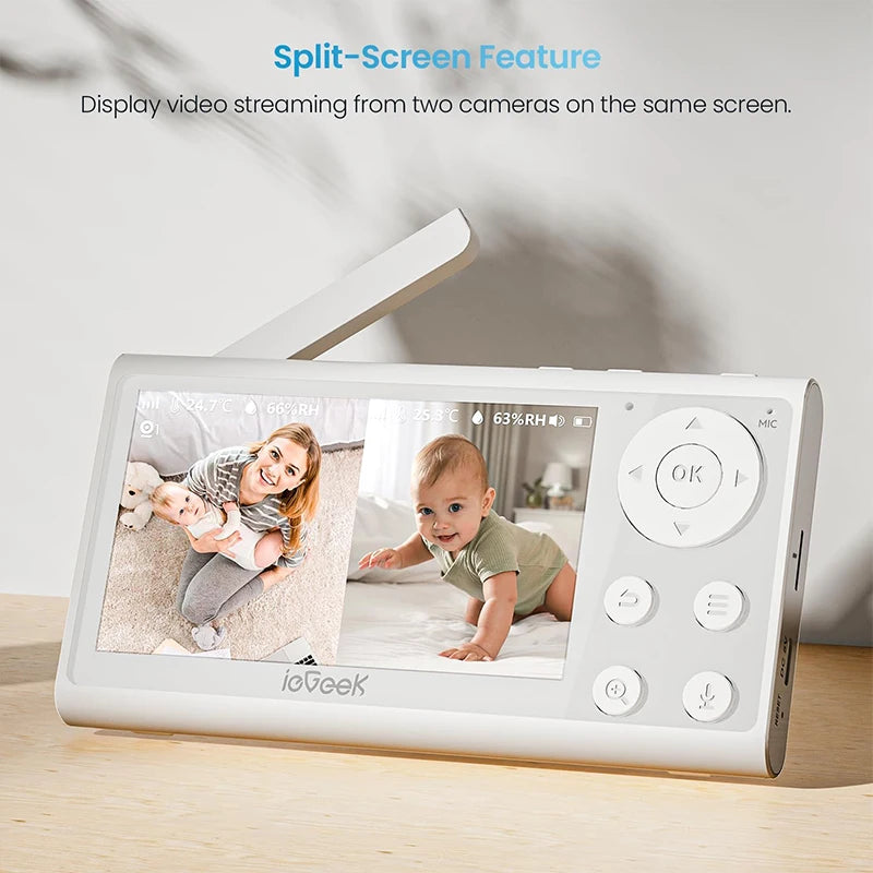 IEGEEK 1080P PTZ Indoor Baby Monitor With Dual Cameras