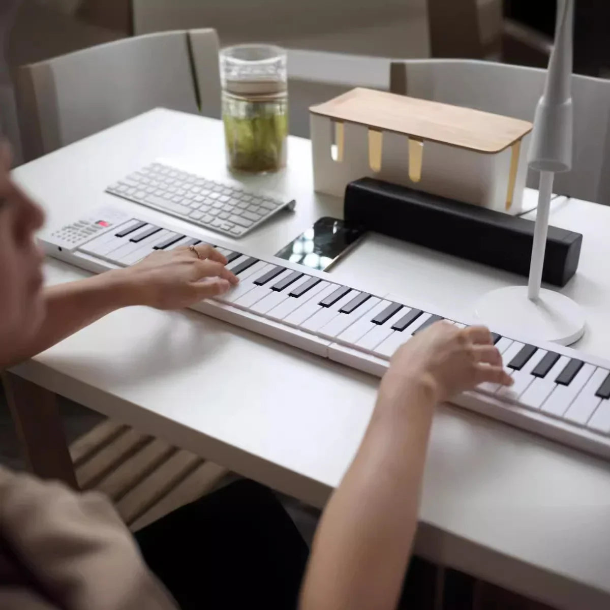 Foldable 61 Key Electronic Piano With LED Display And Built In Battery