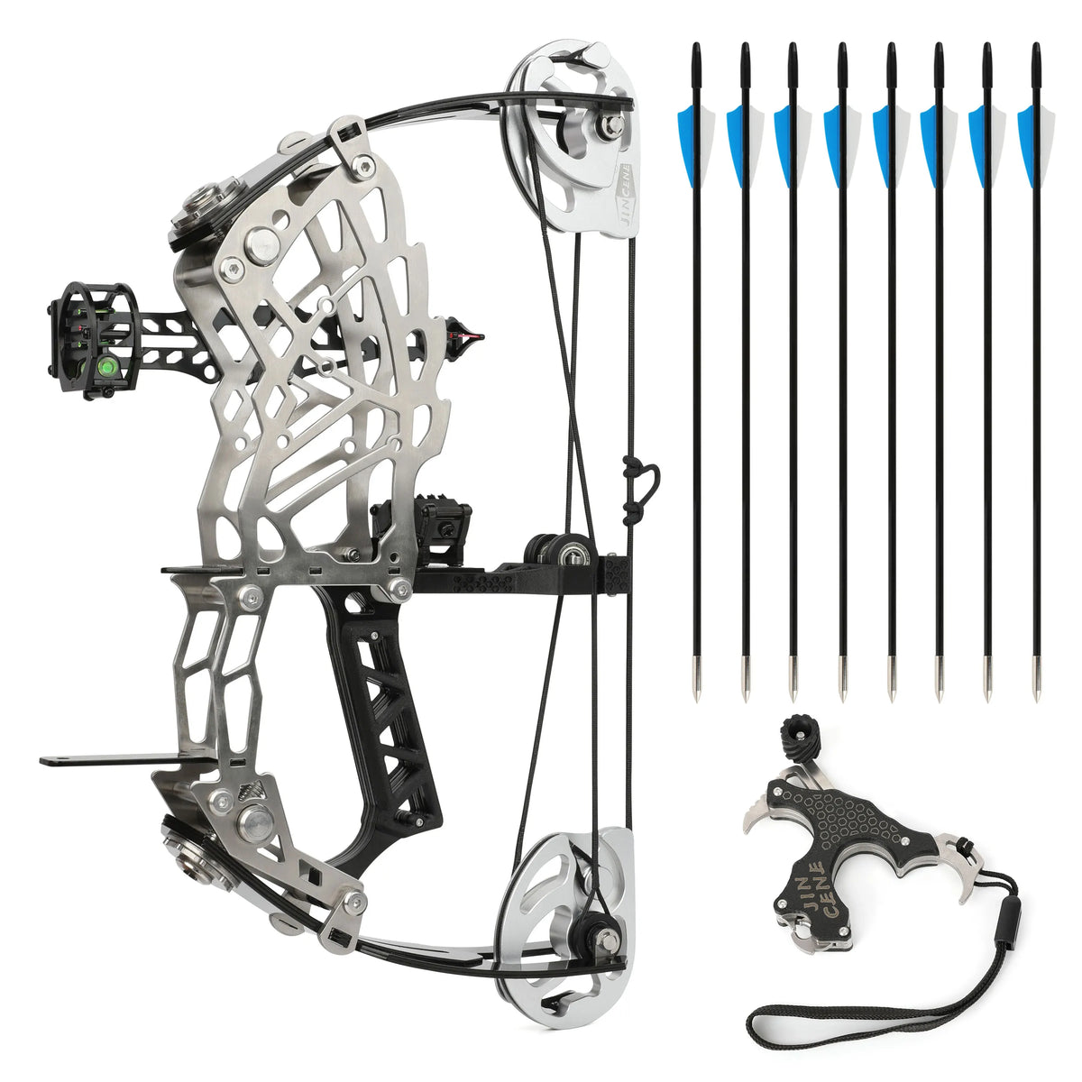 Adjustable Compound Bow With Carbon Fiber Grip And Arrows
