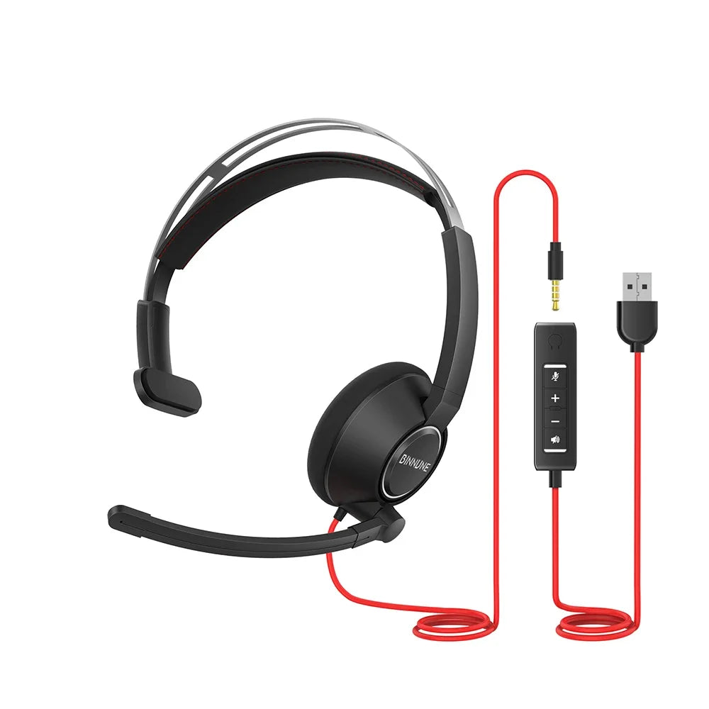 BINNUNE Wired Headset With Microphone For Laptop And PC Noise Canceling