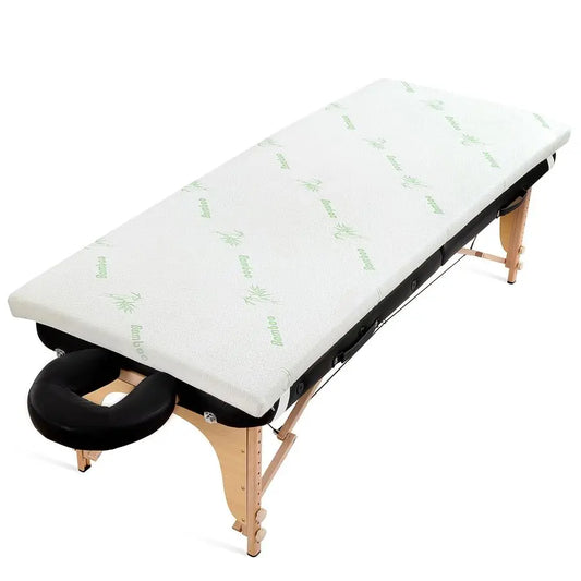 Memory Foam Massage Bed Mattress Topper with Cooling Rayon Derived from Bamboo Cover, Lash Bed Table Mattress Topper with Elast