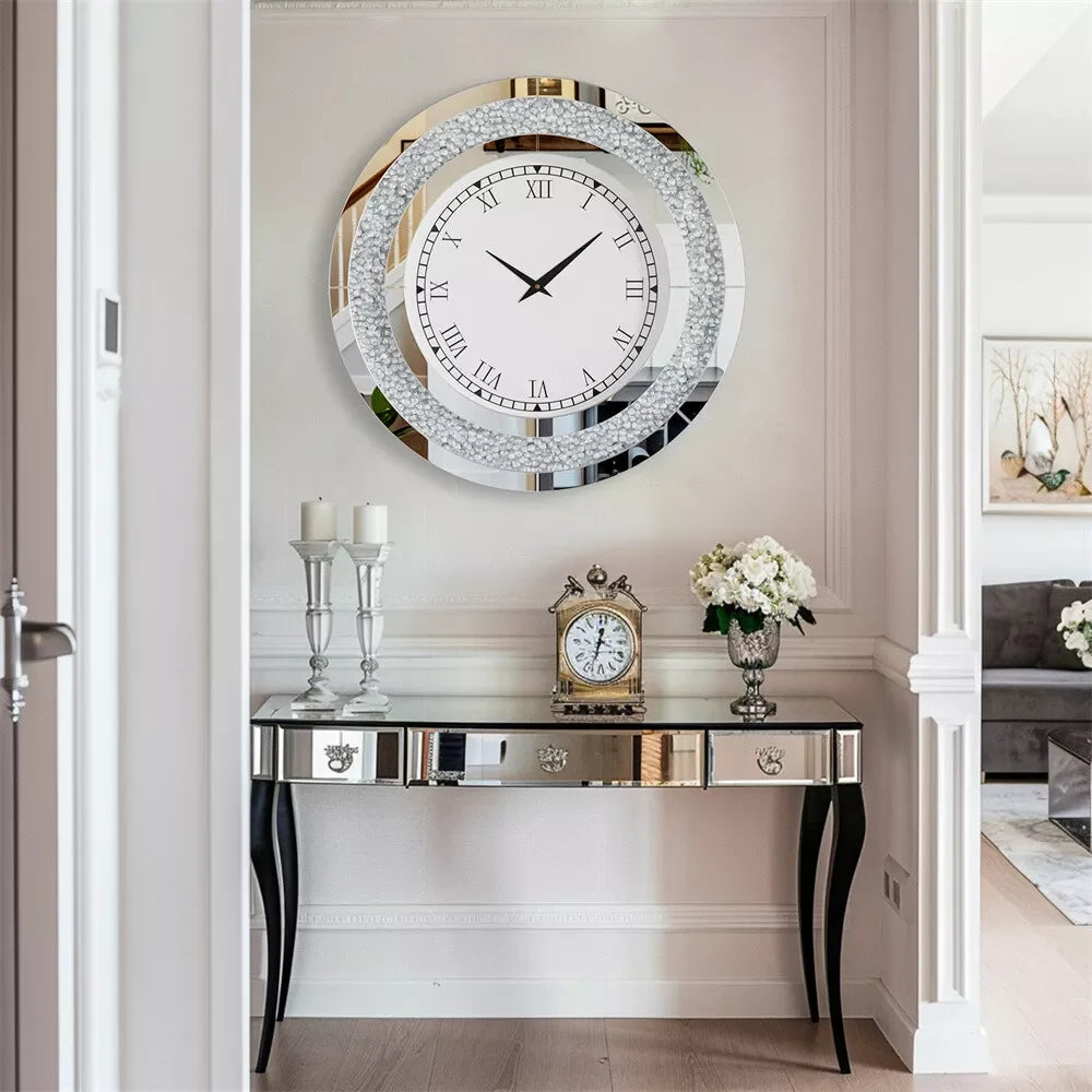 LUVODI Modern 3D Crystal Wall Clock With Roman Numerals