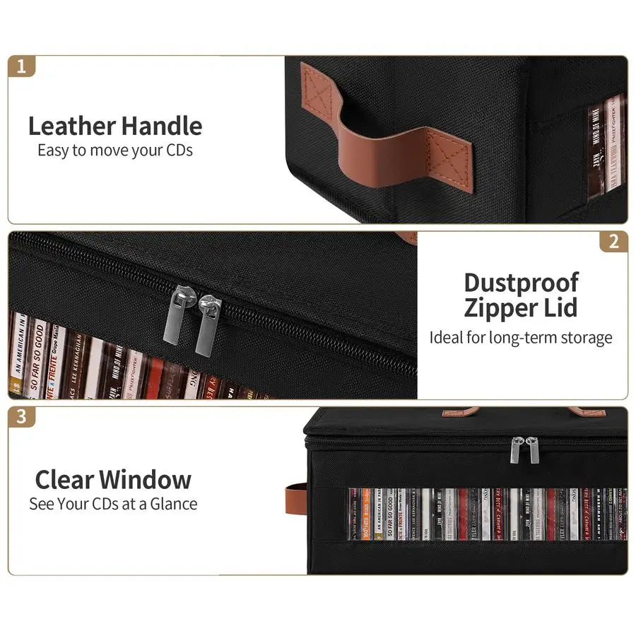 CD Storage Box 4 Pack CD Case Holder with Clear Window, Holds 150 Jewel Cases, Media Storage Rack for DVDs, CDs, Video Game Disk