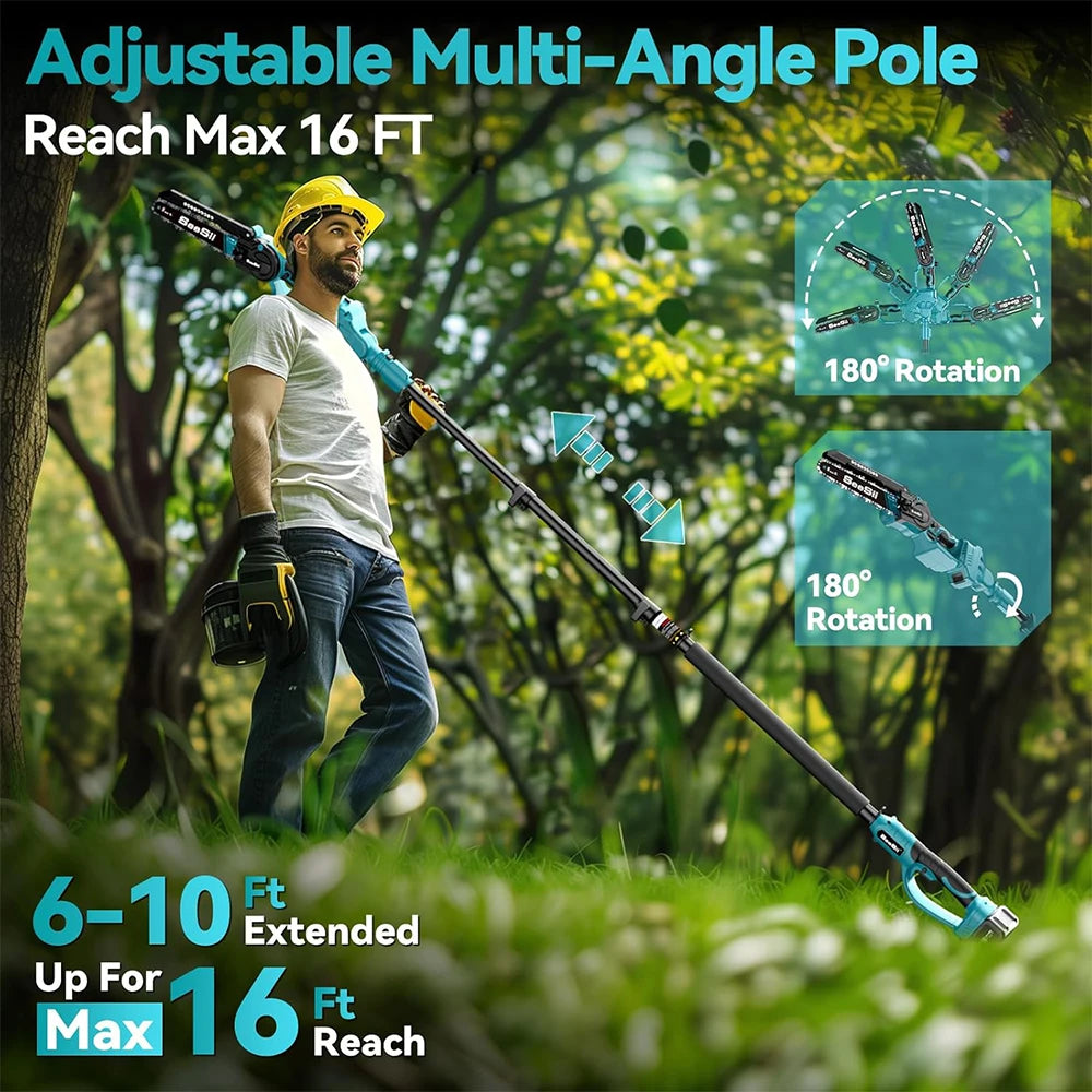 Seesii 2-In-1 Cordless Pole Saw with Extension Pole