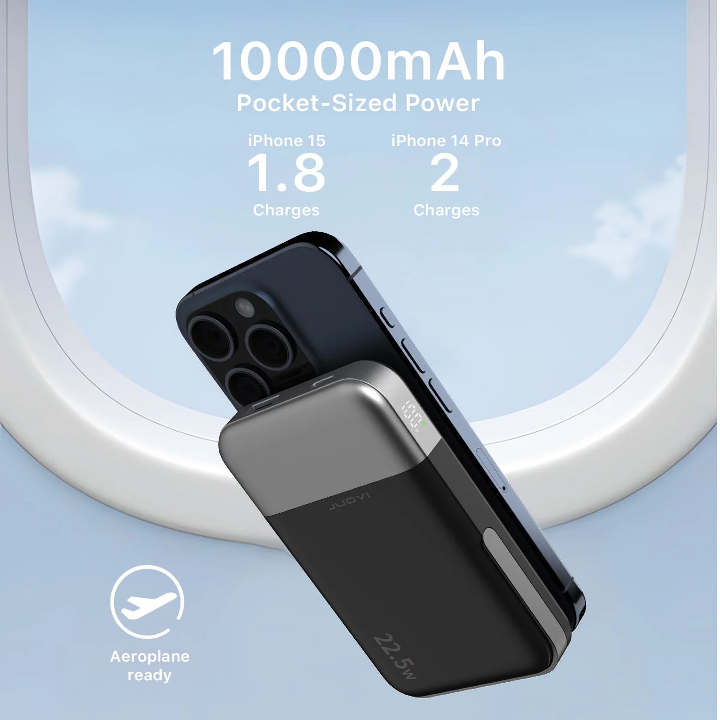 10000mAh Power Bank Magnetic, JUOVI 22.5W Wireless Portable Charger, Fast Charge Battery Pack for iPhone 17/16/15/14/13 Series