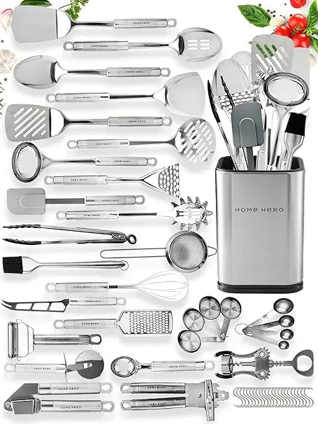 XMSJ Stainless Steel Kitchen Utensil Set Nonstick Heat Resistant Tools