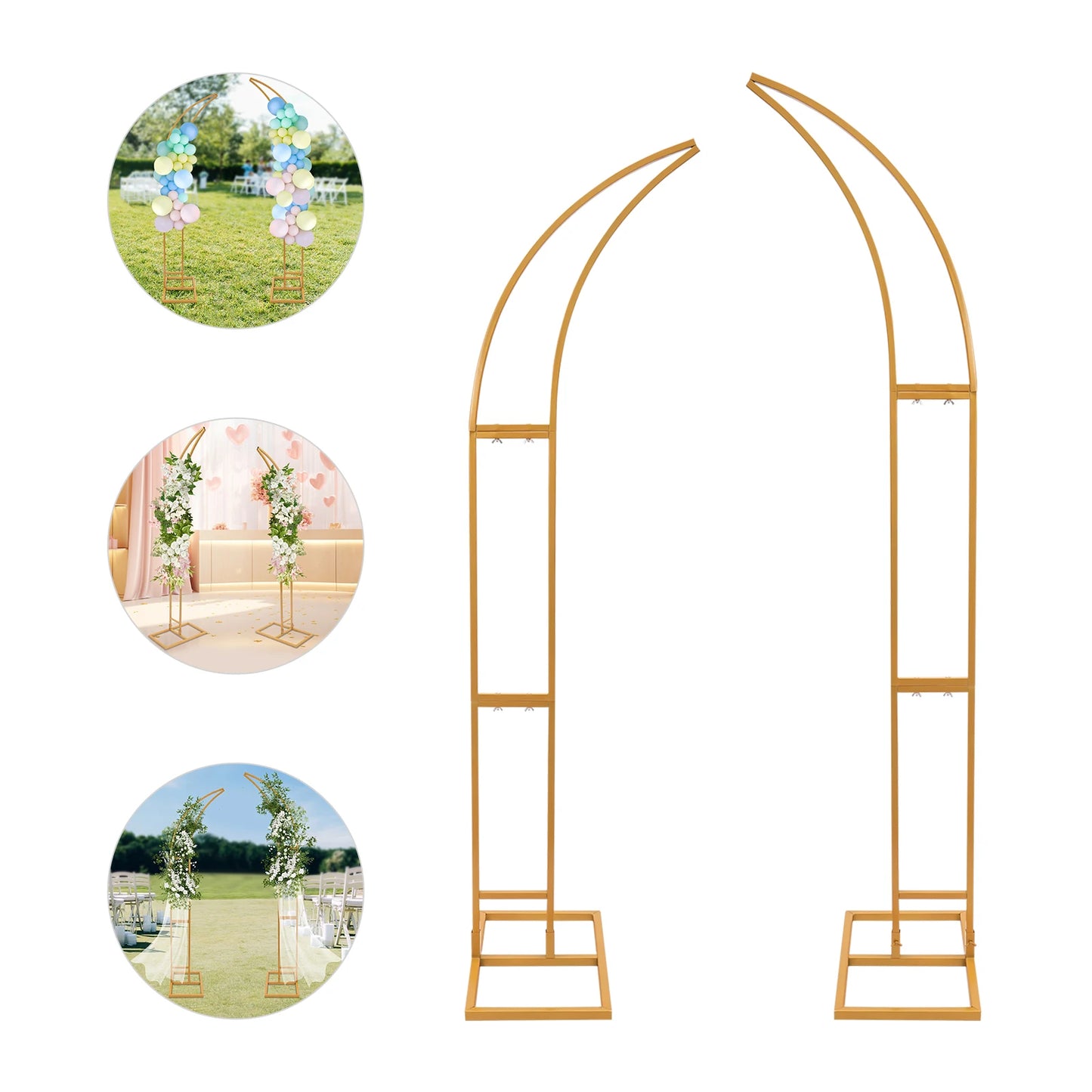 Two Elegant Arched Wedding Backdrop Stands For Ceremony Decor