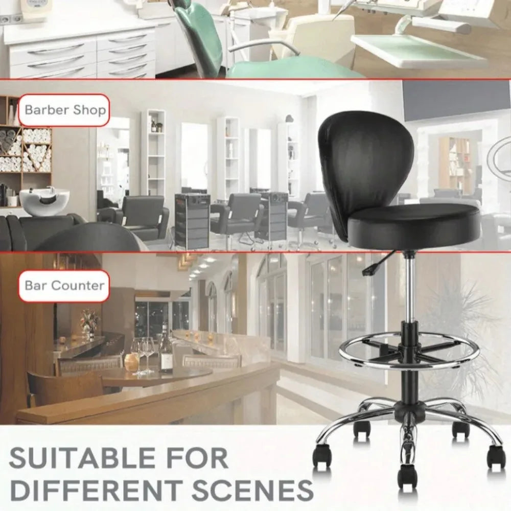 Saddle stool chair with back pedal, heavy duty hydraulic rolling rotary adjustable stool chair, suitable for salon spa beauty