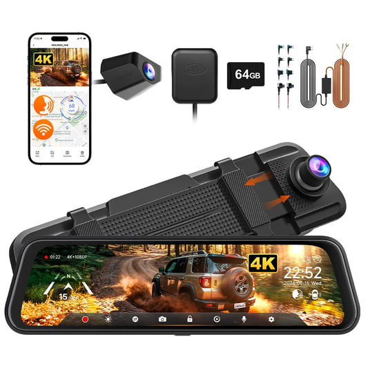 WOLFBOX M40 Dashboard Cam 4K Plus 1080P Front and Rear