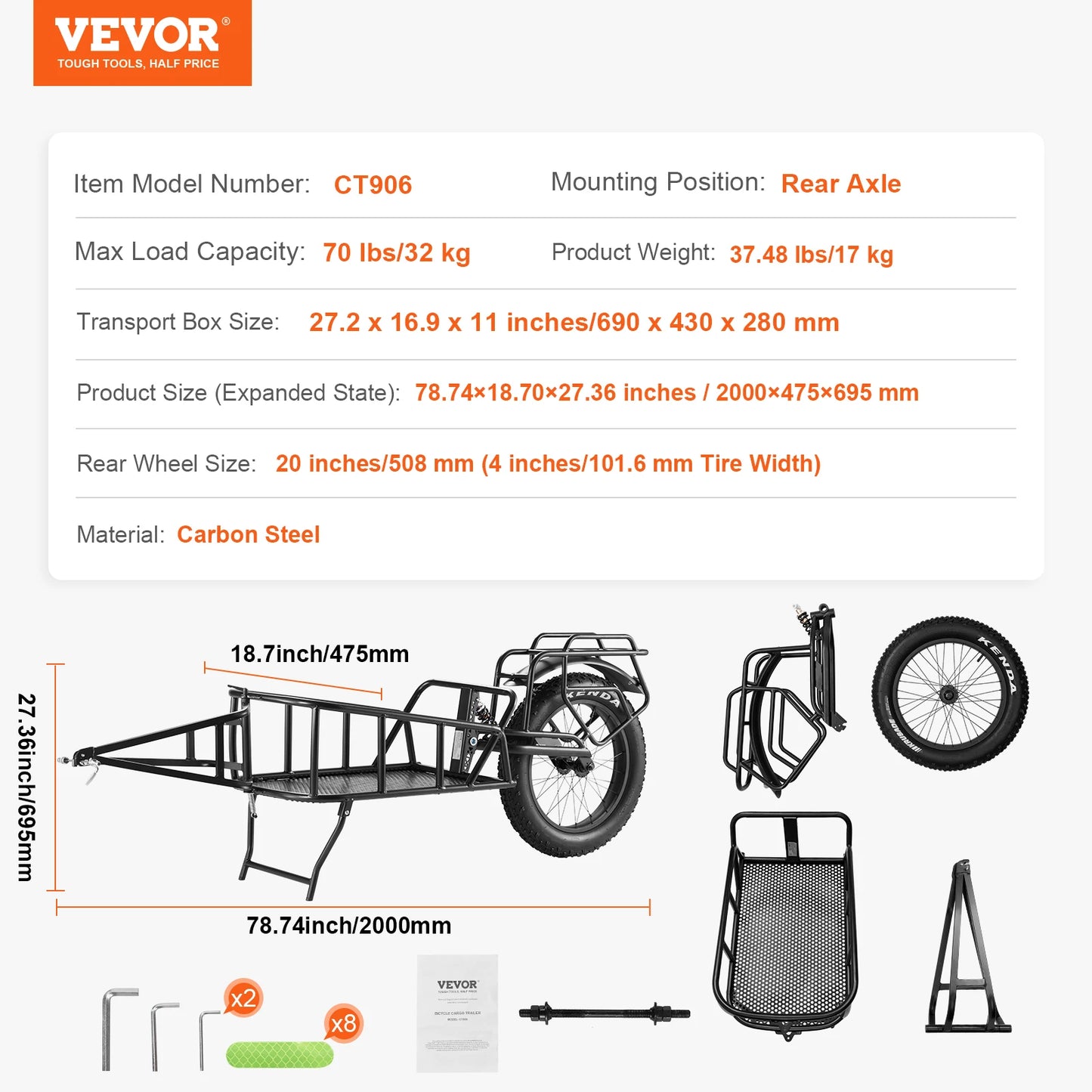 SucceBuy 70 Lbs Bike Cargo Trailer With Universal Hitch
