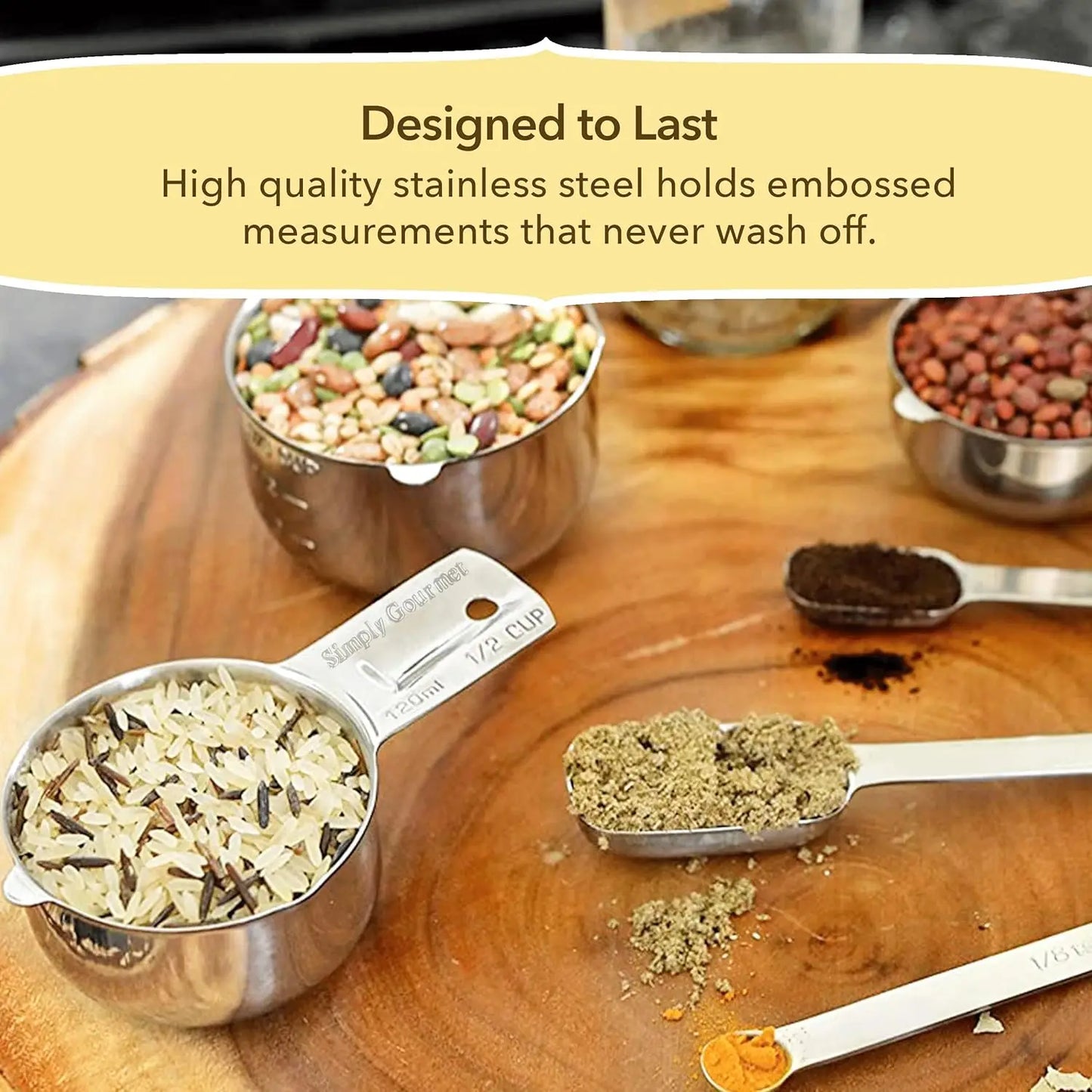Stainless Steel 15-Piece Measuring Cups and Spoons Set
