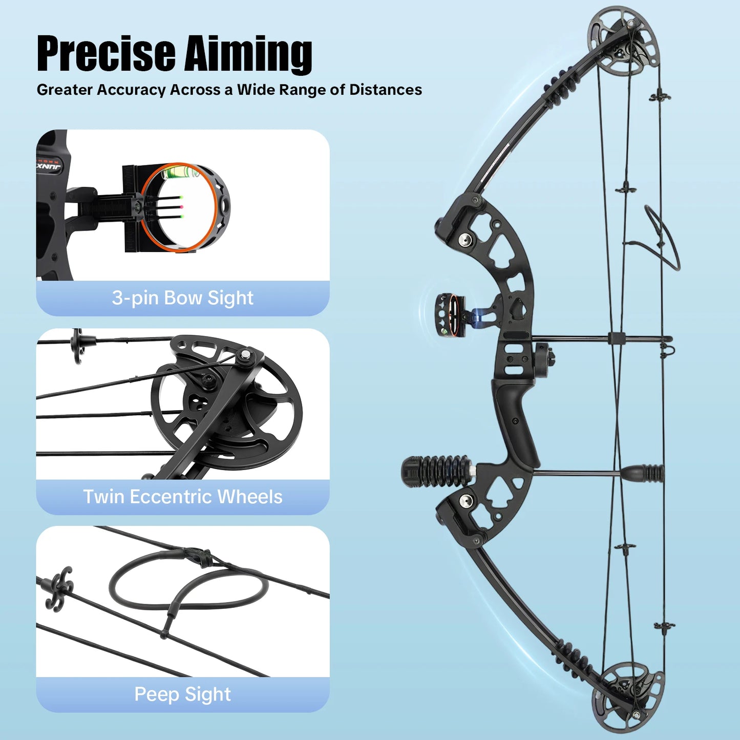 Compound Bow and Arrow Set With Adjustable Draw Weight 30-55lb