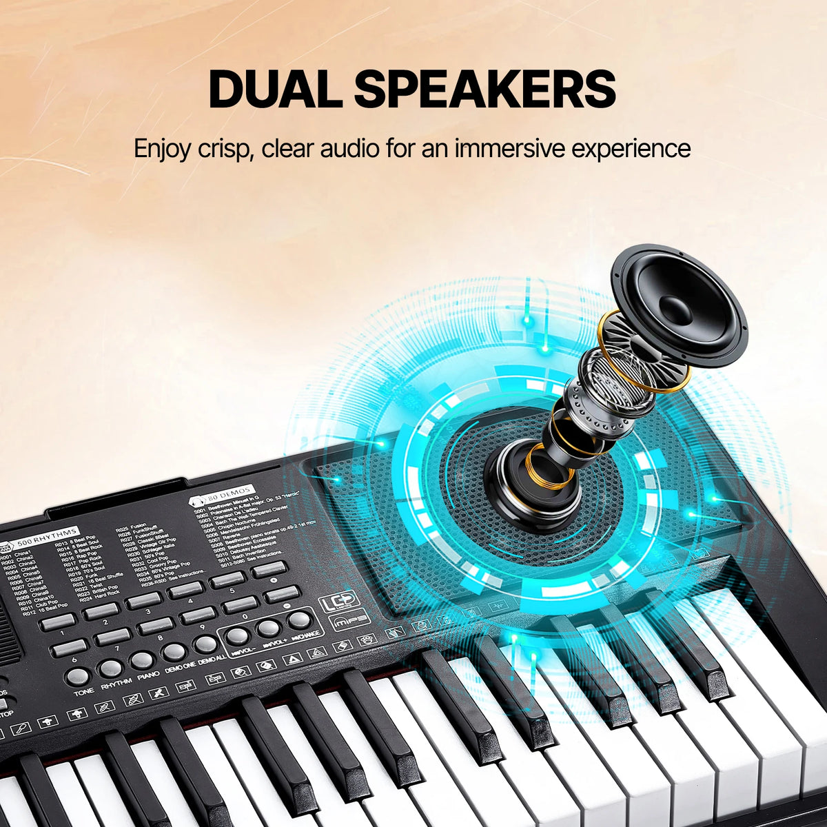 SucceBuy Portable Electric Piano Keyboard For Beginners Music Learning