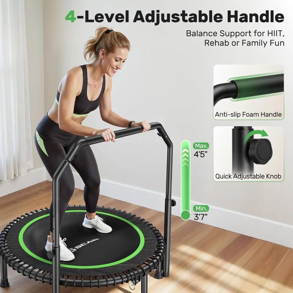 BCAN Mini Rebounder Trampoline With Bar For Adult Fitness