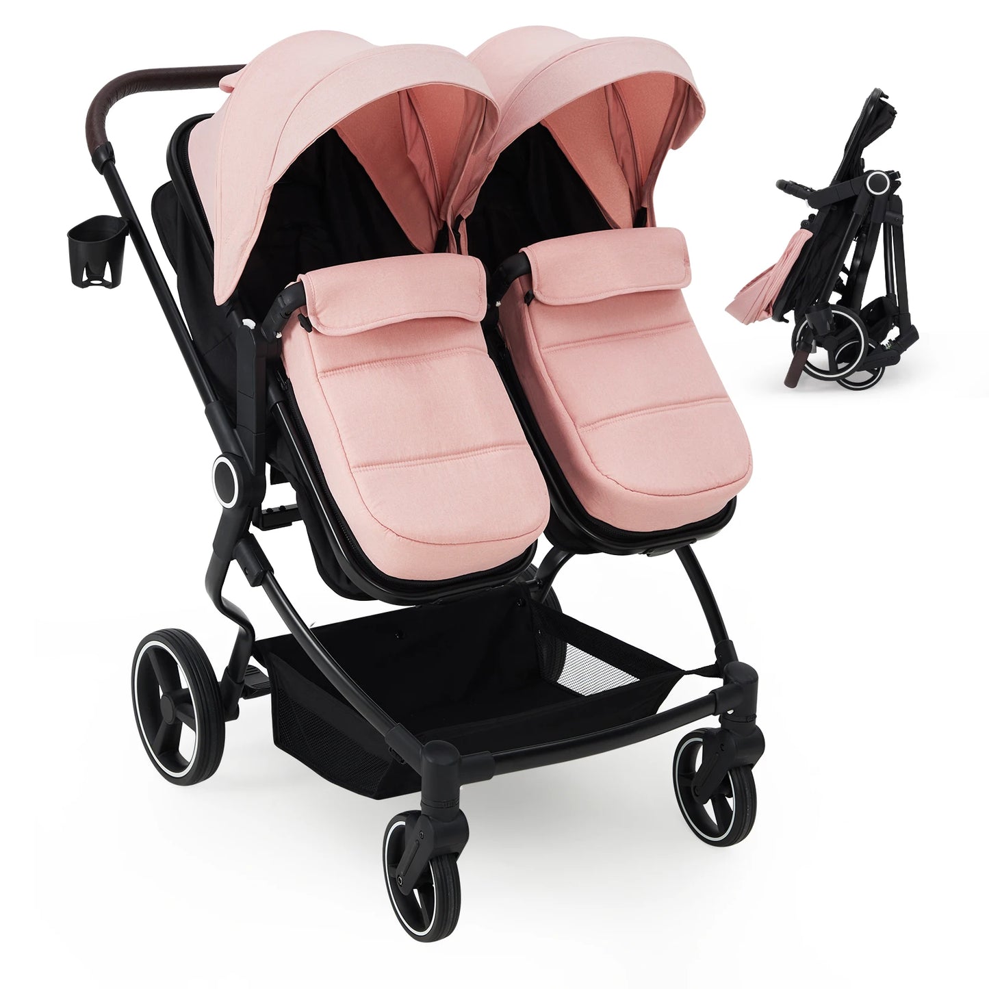 HiMISS Side By Side Twin Stroller Lightweight Foldable Travel