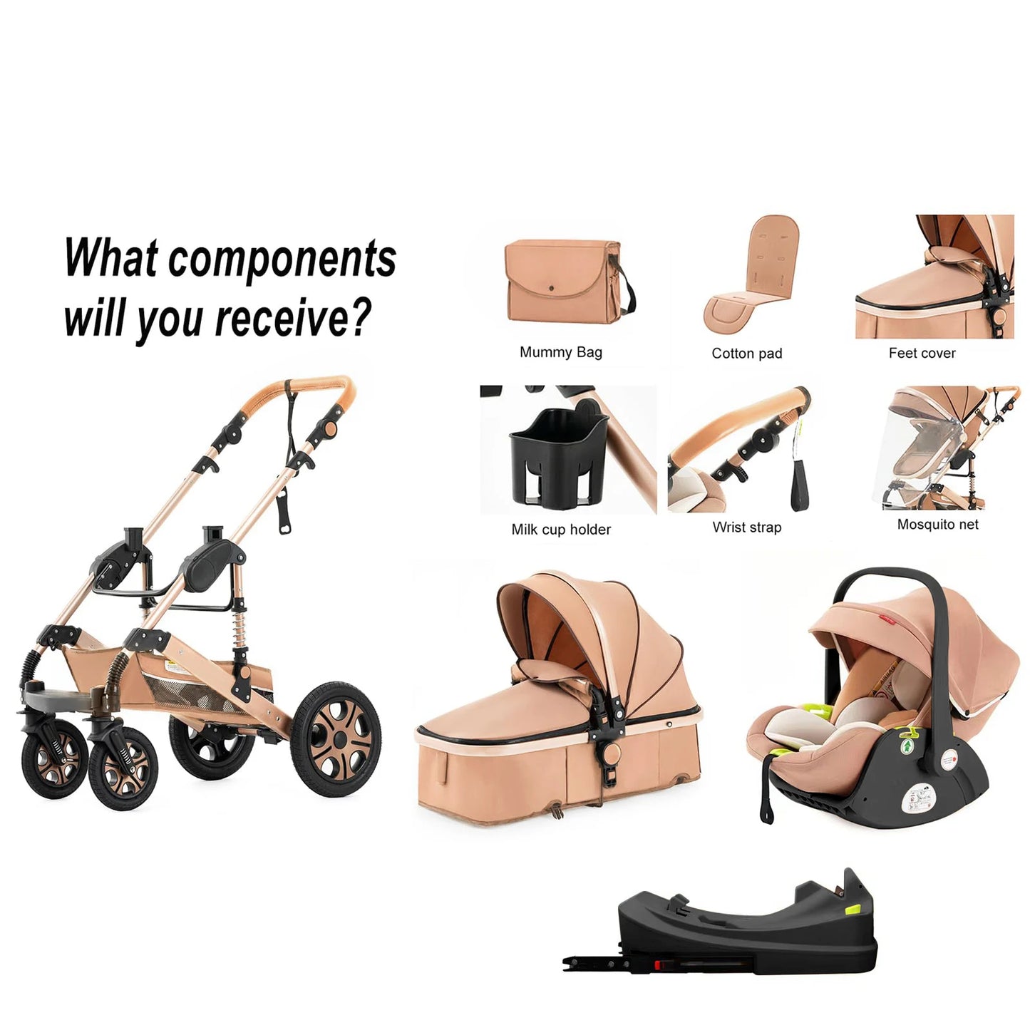 SteAnny Baby Travel System 3-In-1 Stroller With Isofix Base