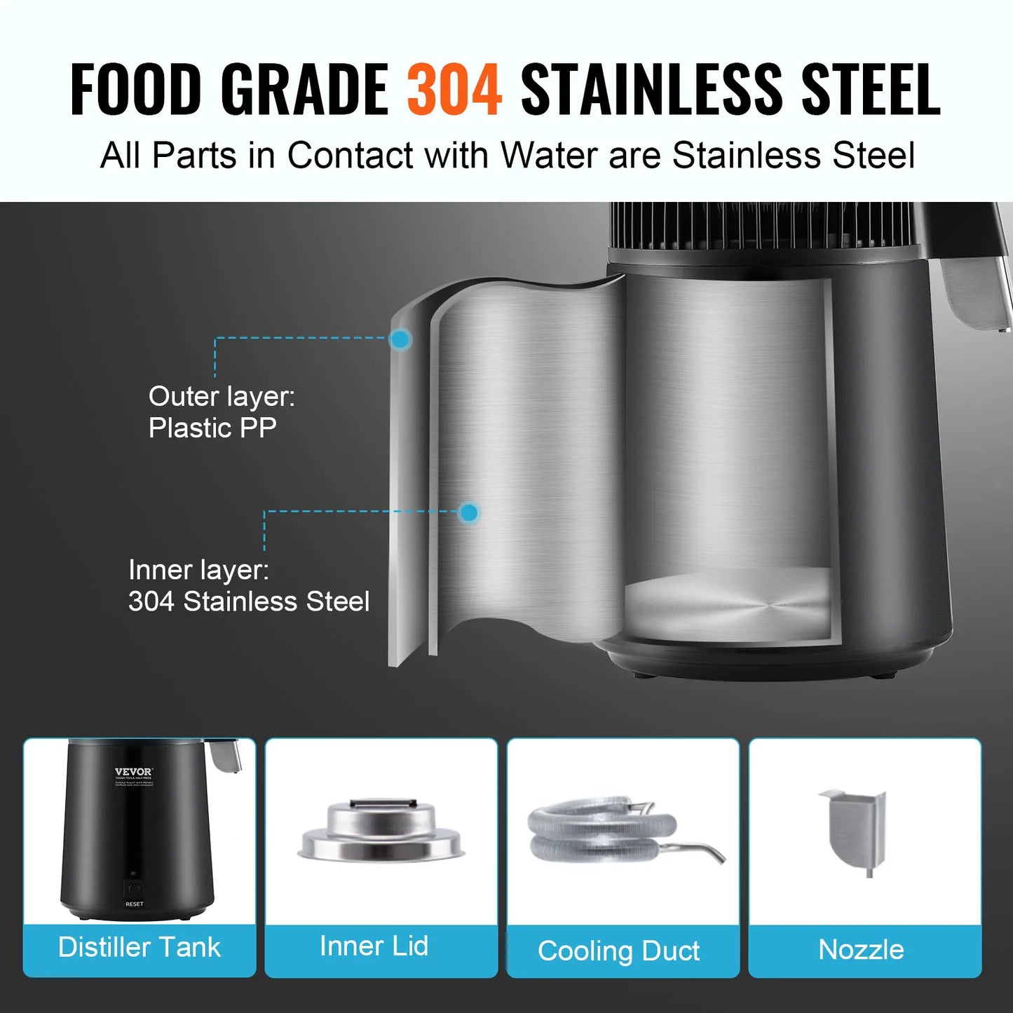 SucceBuy Water Distiller Countertop Purifier 750W