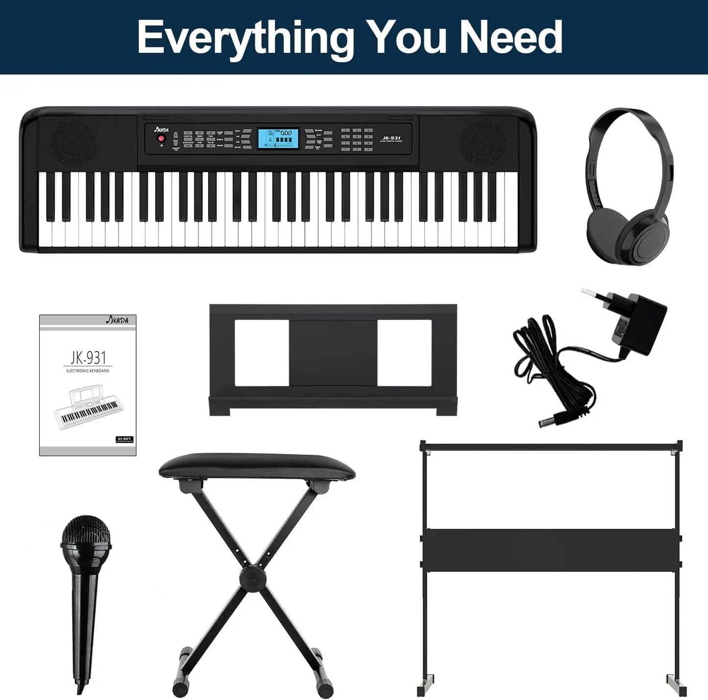 Portable 61Key Electric Piano Keyboard With LCD Screen