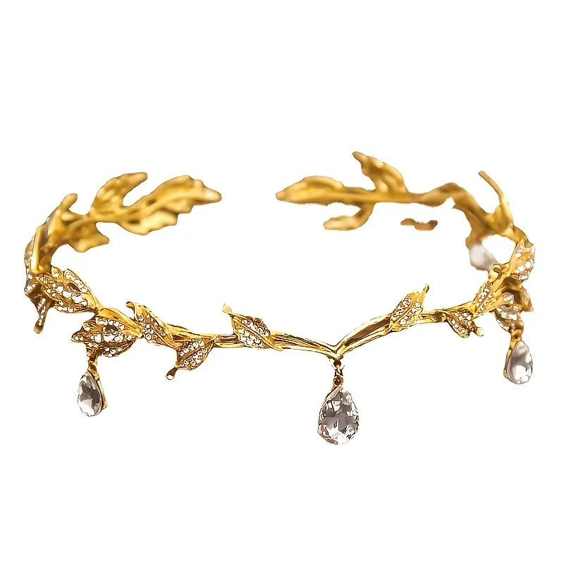 Crystal Rhinestone Waterdrop Tiara Crown Headband For Wedding