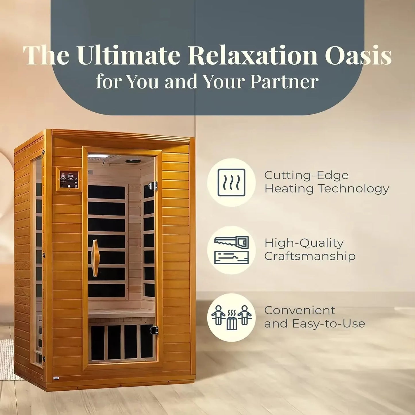 Two Person Low EMF Far Infrared Sauna With Red Light Therapy