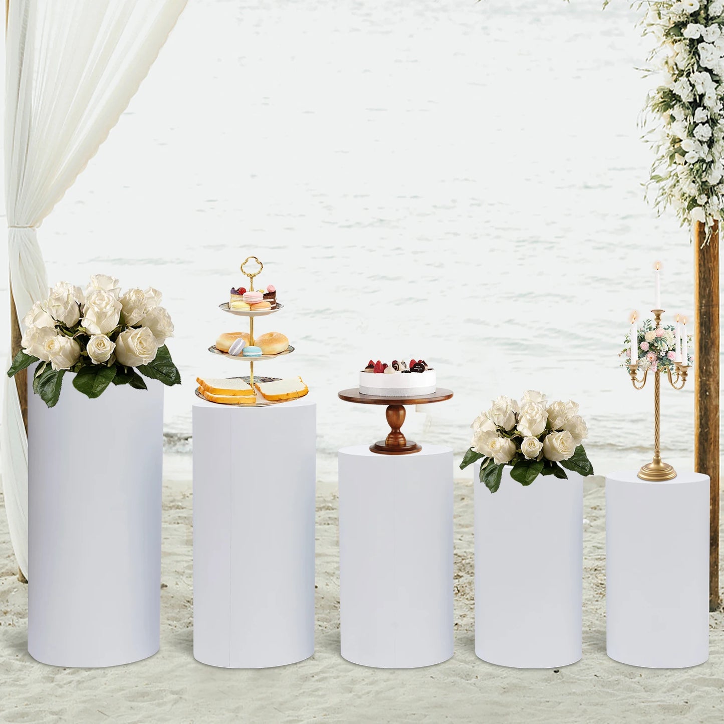 Zhejiang Electronic Round Cylinder Pedestal Stand Set for Cake Display
