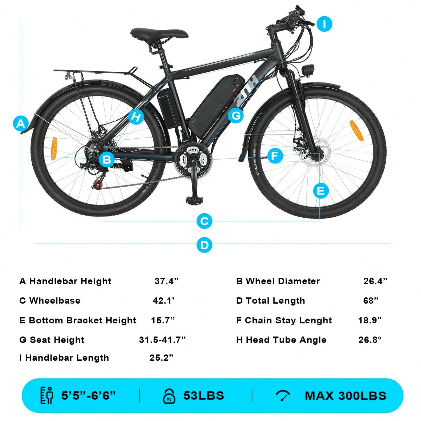 ZNH Electric Bicycle Peak 1000W For Adult, 48V13AH Battery Extended Life, 26" Tire 20 MPH Eletric Mountain Bicycle, Professional