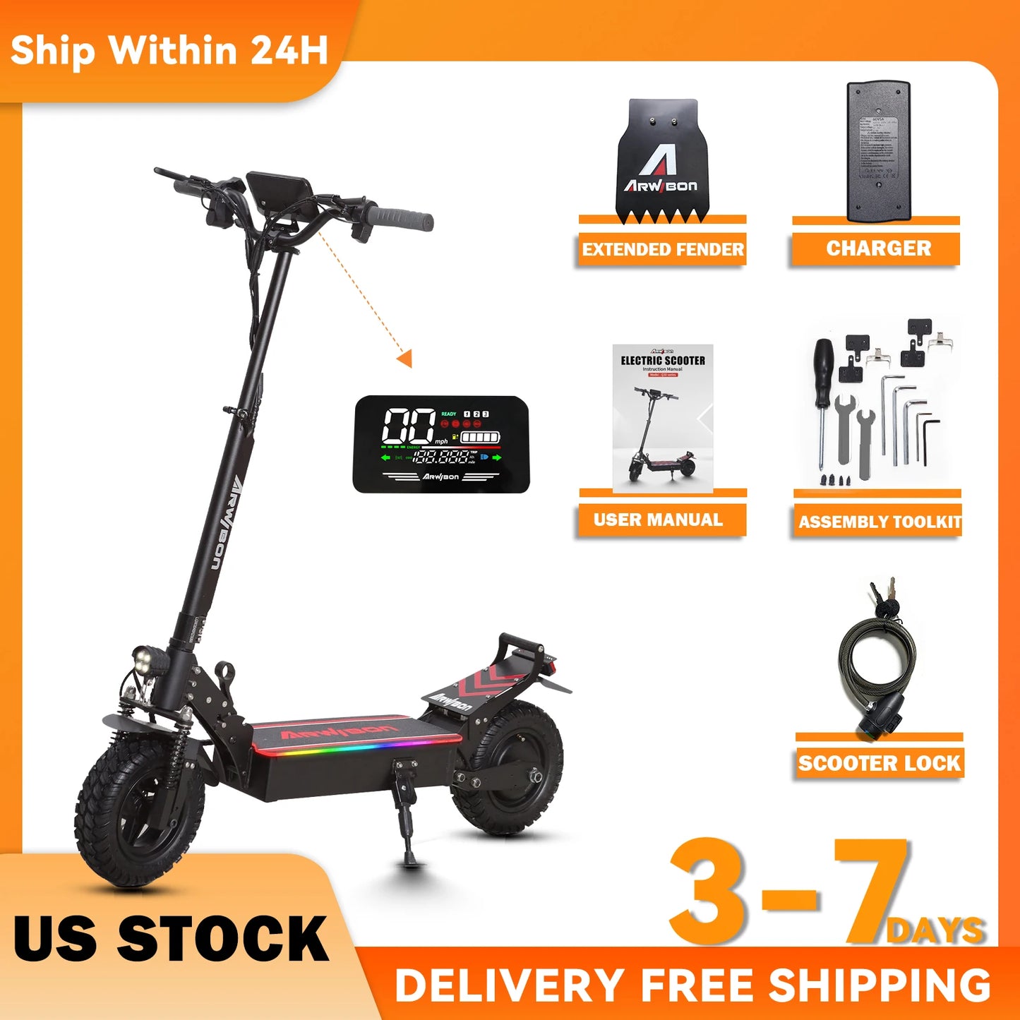 Arwibon Q30 Electric Scooter 2500W Motor Top Performance