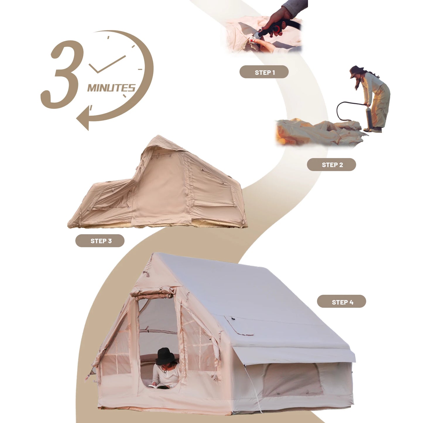 Pakicetus Inflatable Camping Tent Quick Setup for Groups